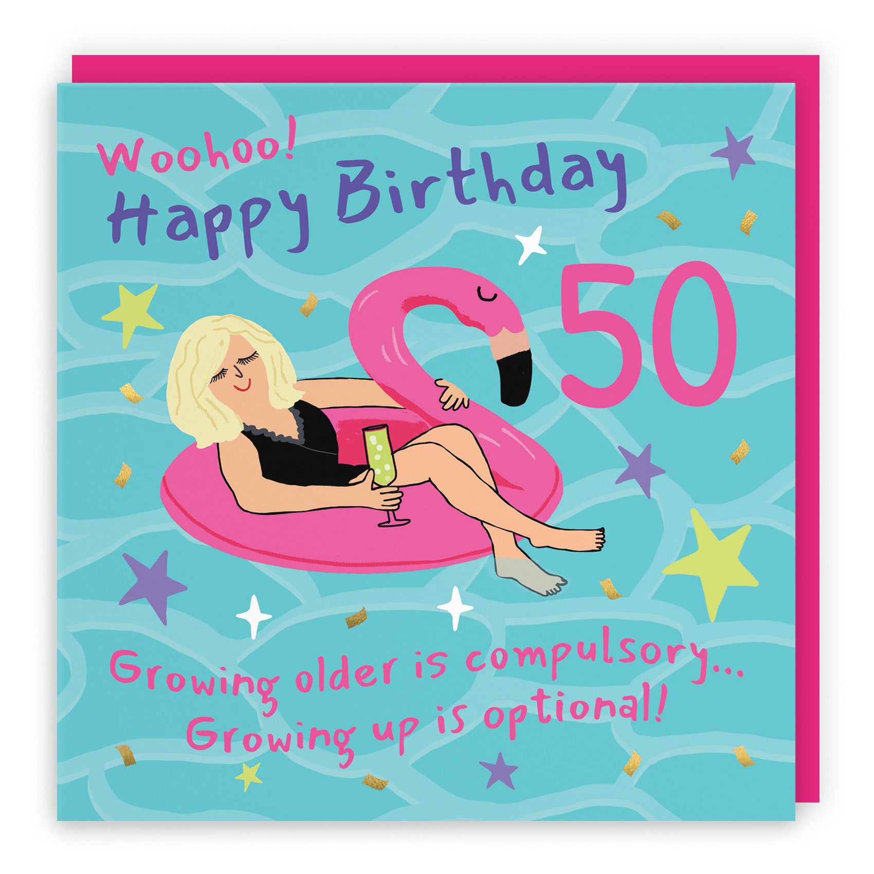 Female Flamingo Float Birthday Card Laugh Out Loud