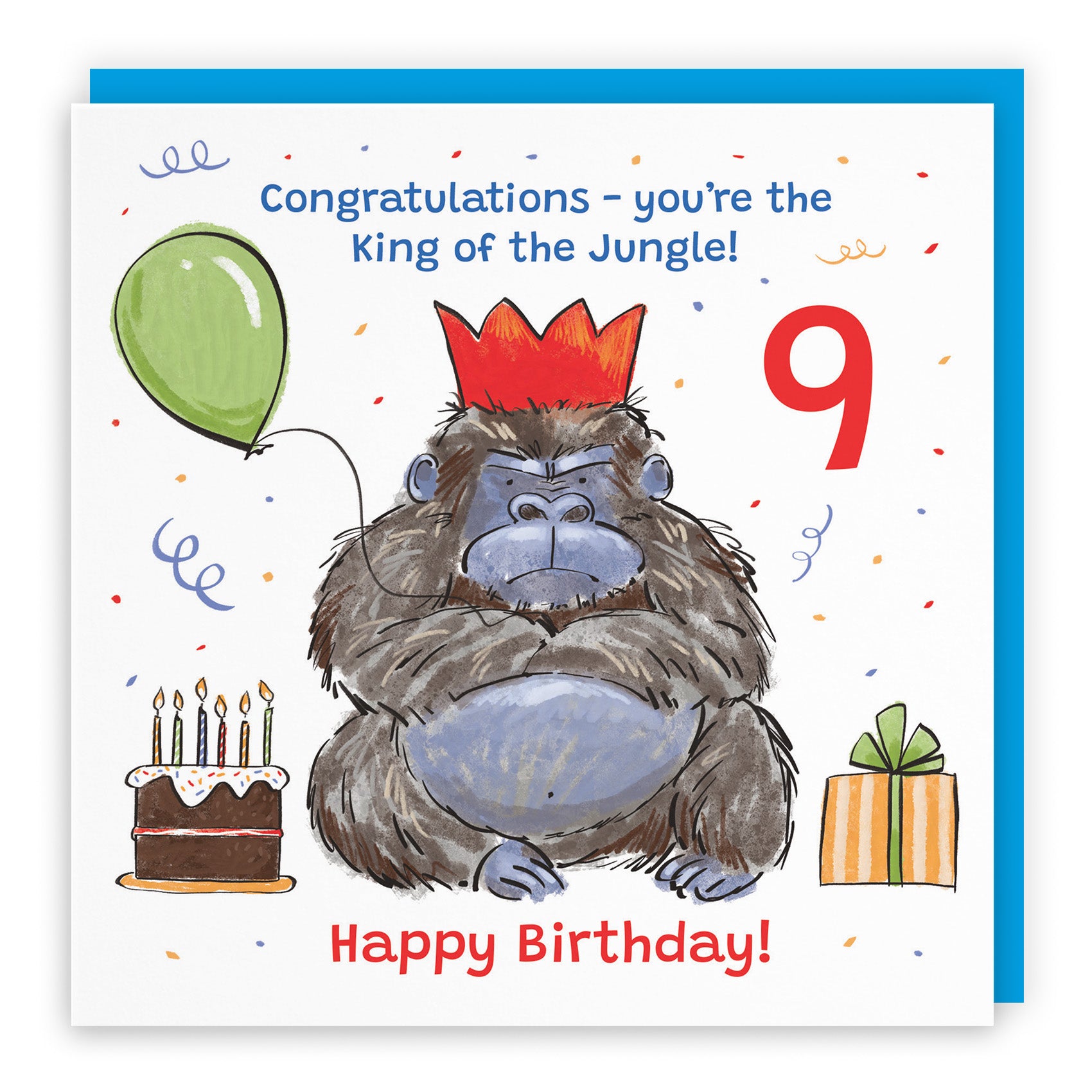 Male Grumpy Gorilla Birthday Card Animal Party