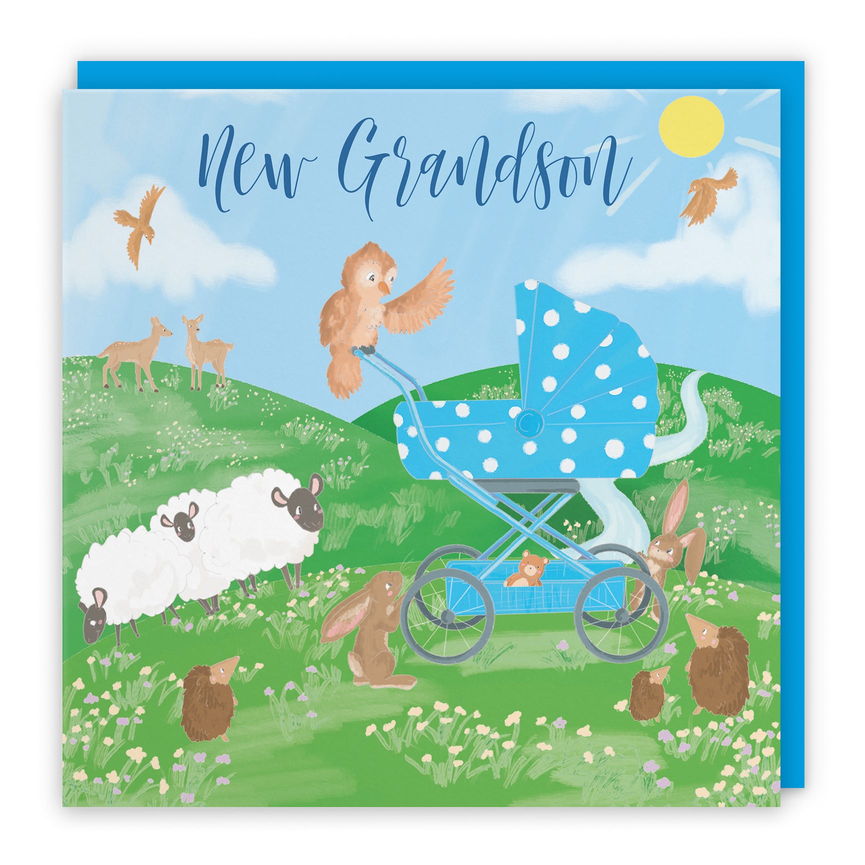 New Baby Card Pram Countryside