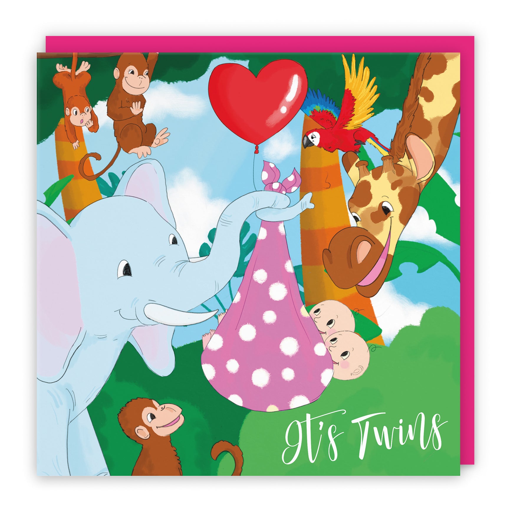 New Baby Card Cute Elephant Jungle