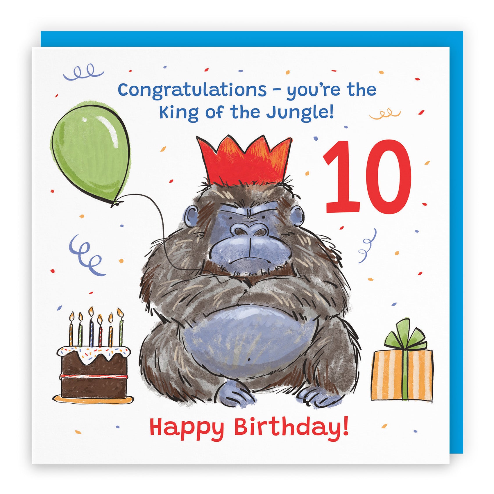 Male Grumpy Gorilla Birthday Card Animal Party