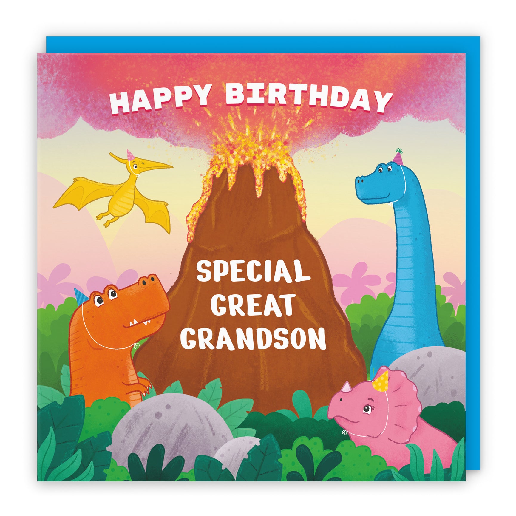 Dinosaur Birthday Card Volcano Imagination
