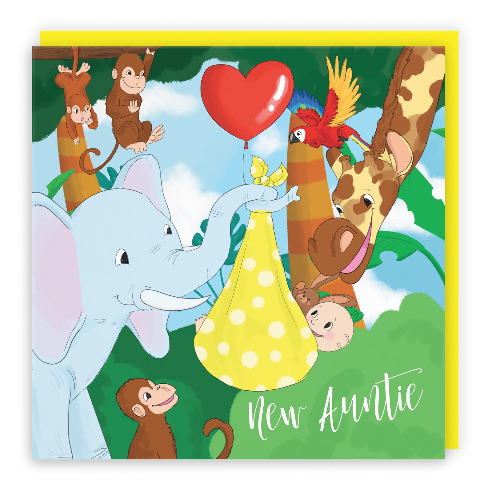 New Baby Card Cute Elephant Jungle