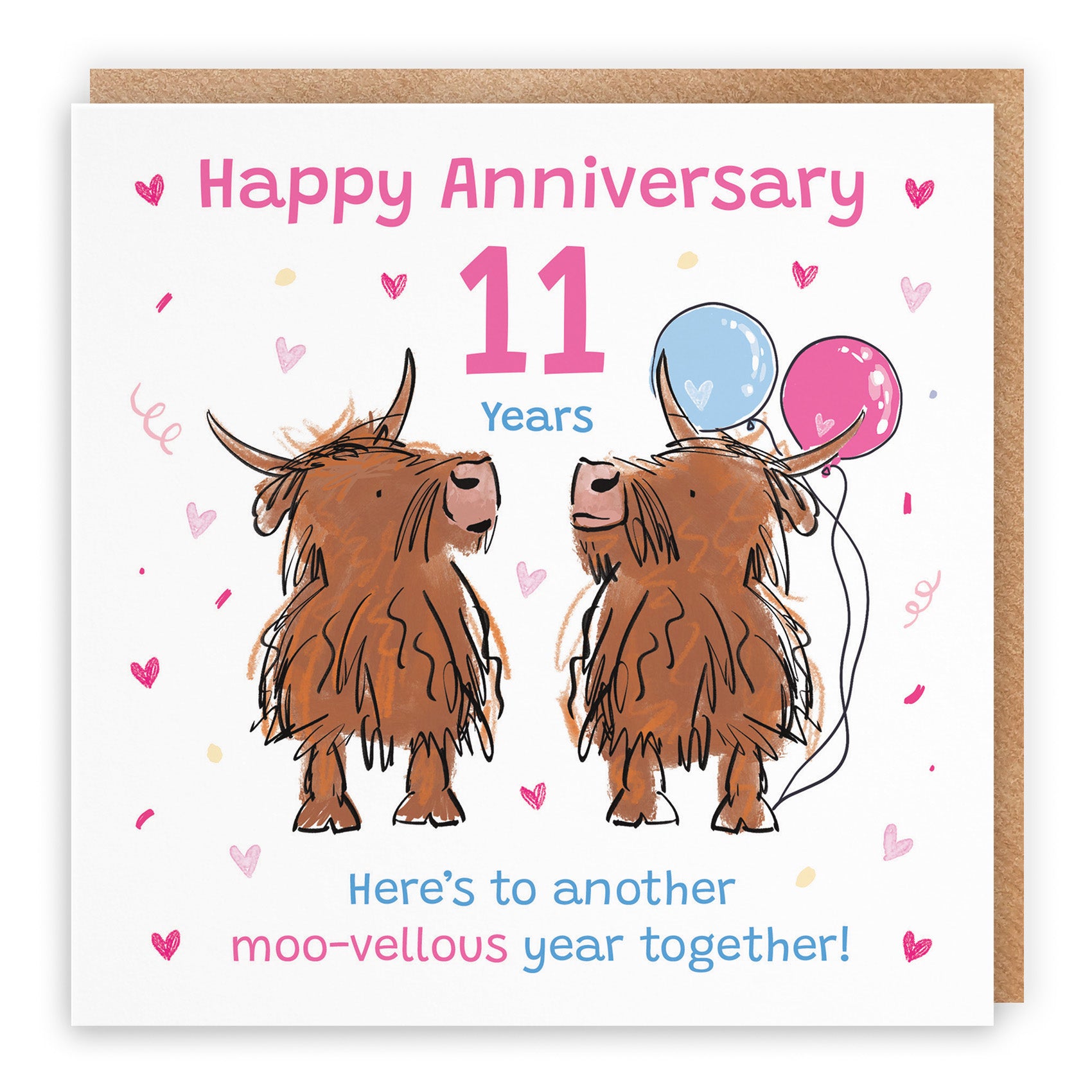 Highland Cows Anniversary Card Animal Party