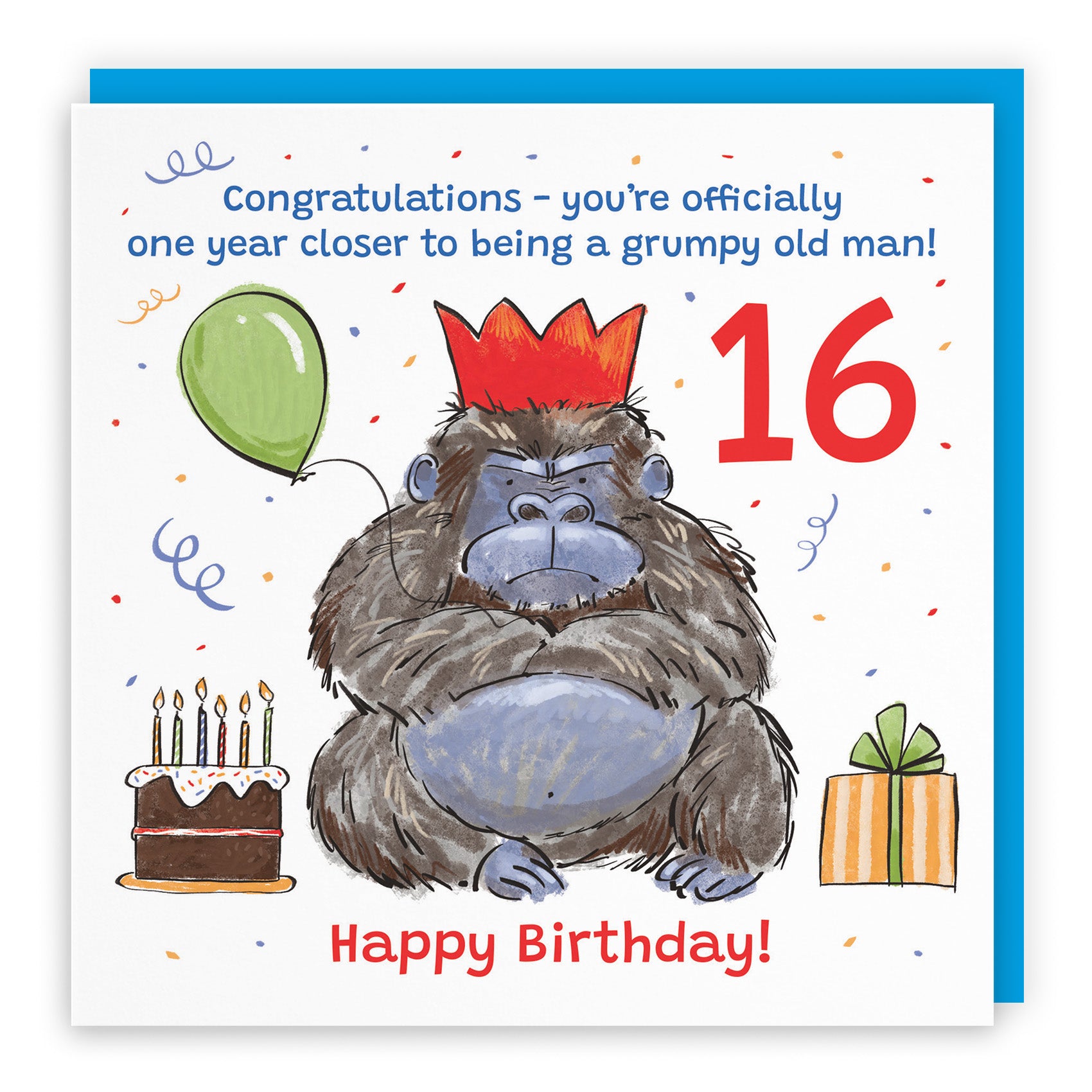 Male Grumpy Gorilla Birthday Card Animal Party