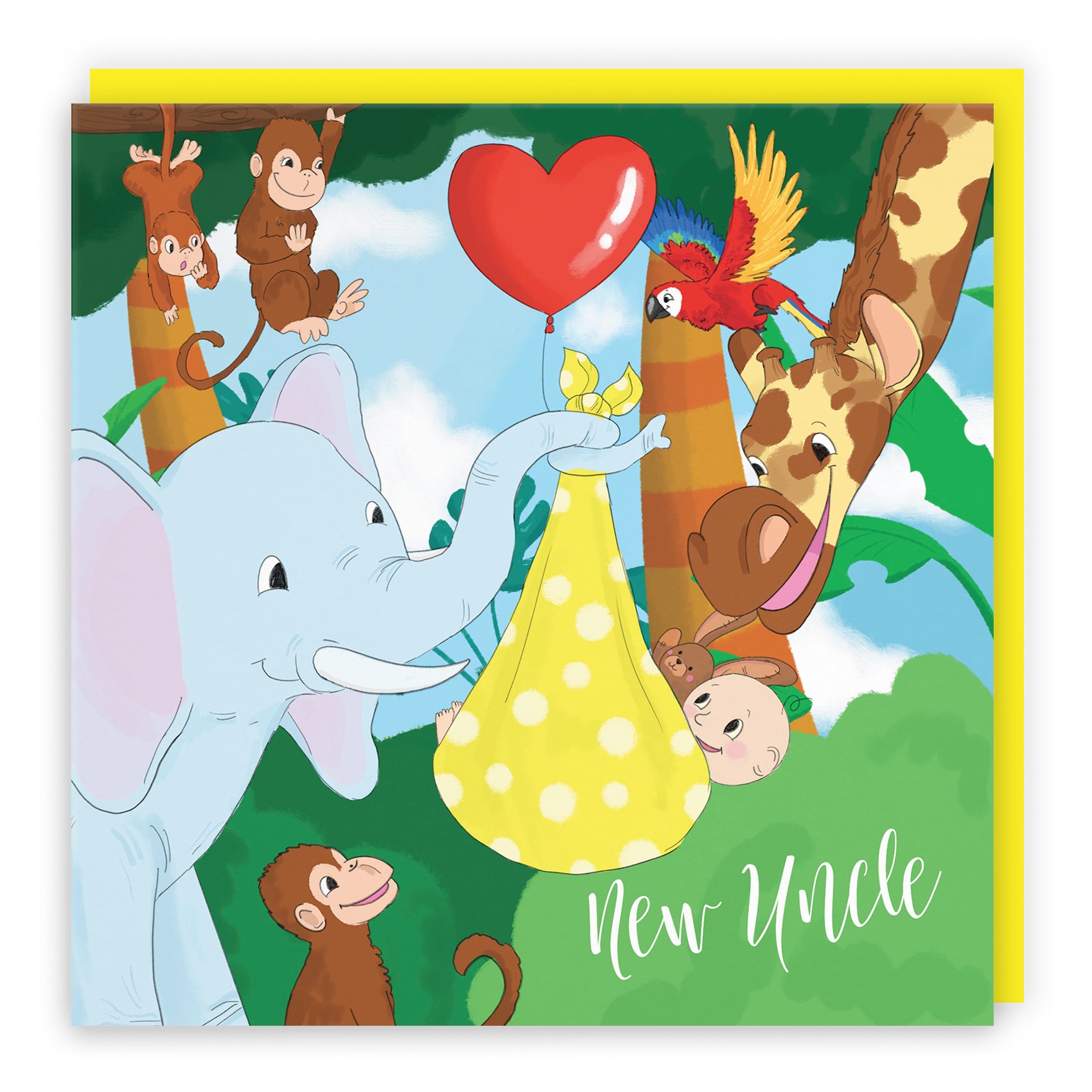 New Baby Card Cute Elephant Jungle