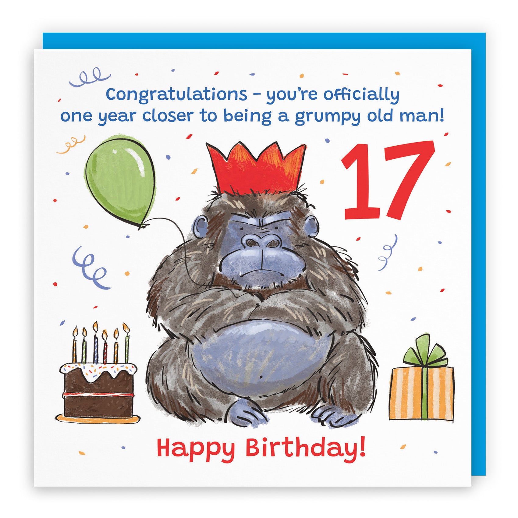 Male Grumpy Gorilla Birthday Card Animal Party