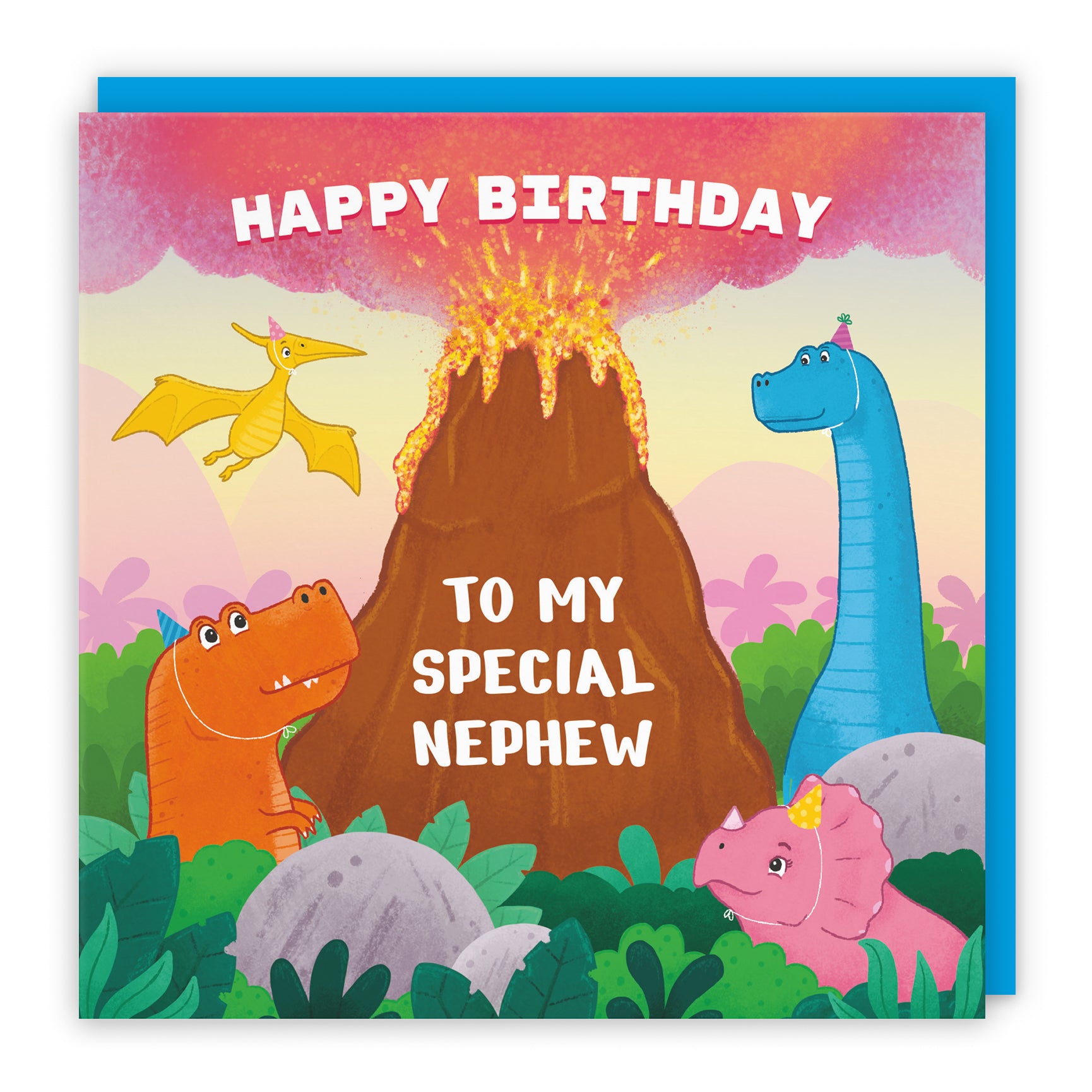 Dinosaur Birthday Card Volcano Imagination