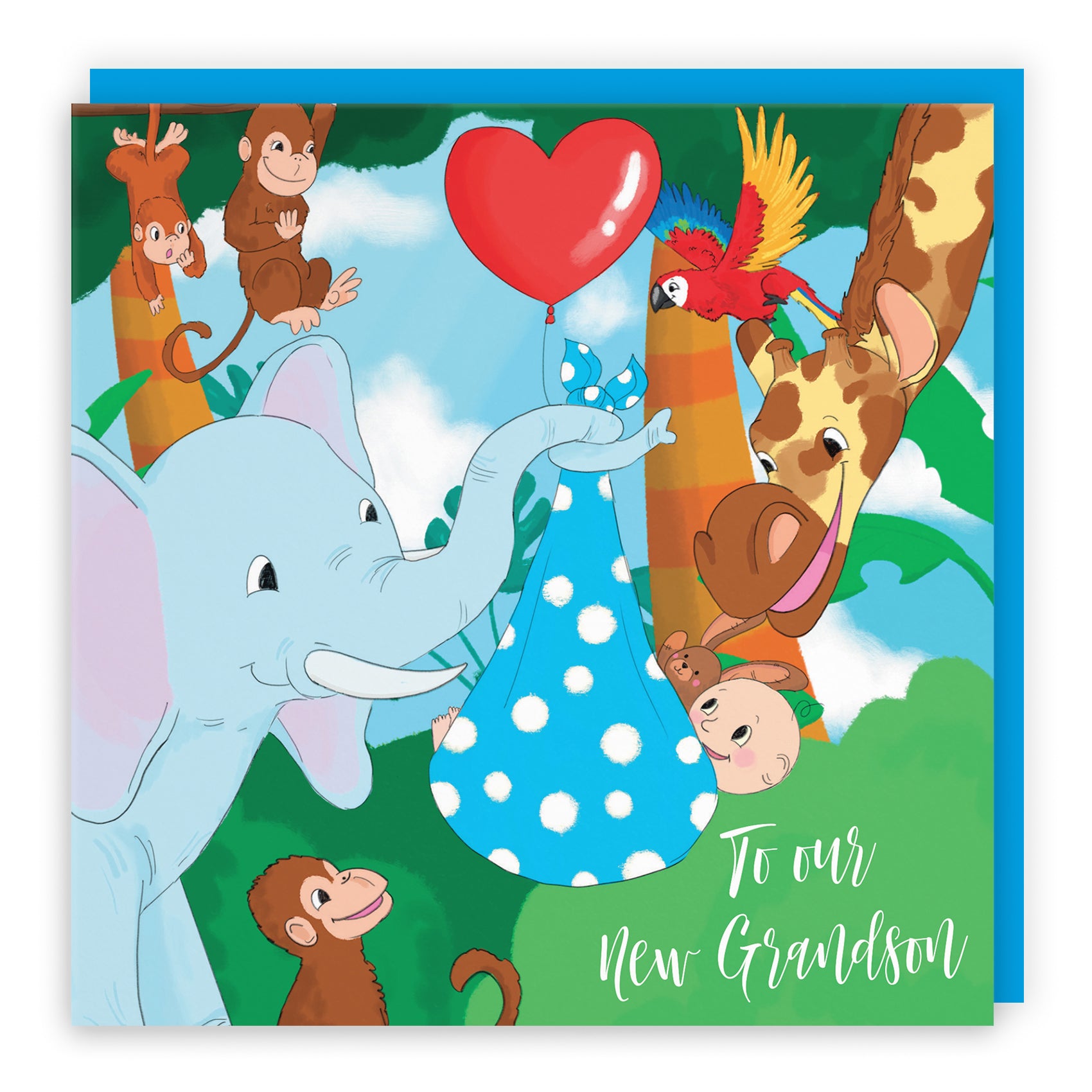 New Baby Card Cute Elephant Jungle