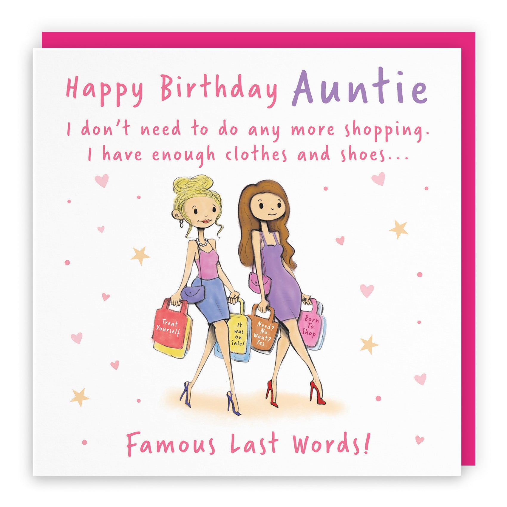 Female Shopping Birthday Card Silly Squiggles
