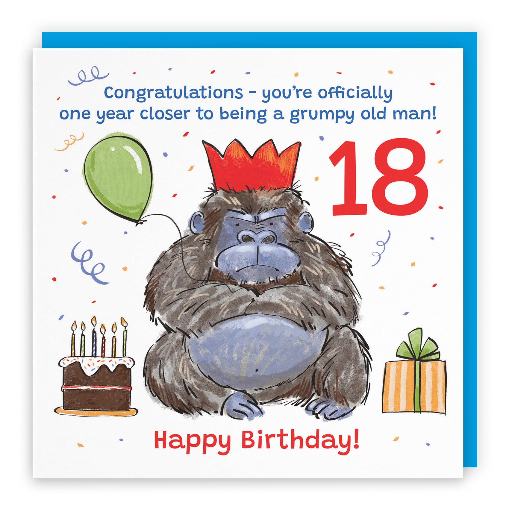 Male Grumpy Gorilla Birthday Card Animal Party