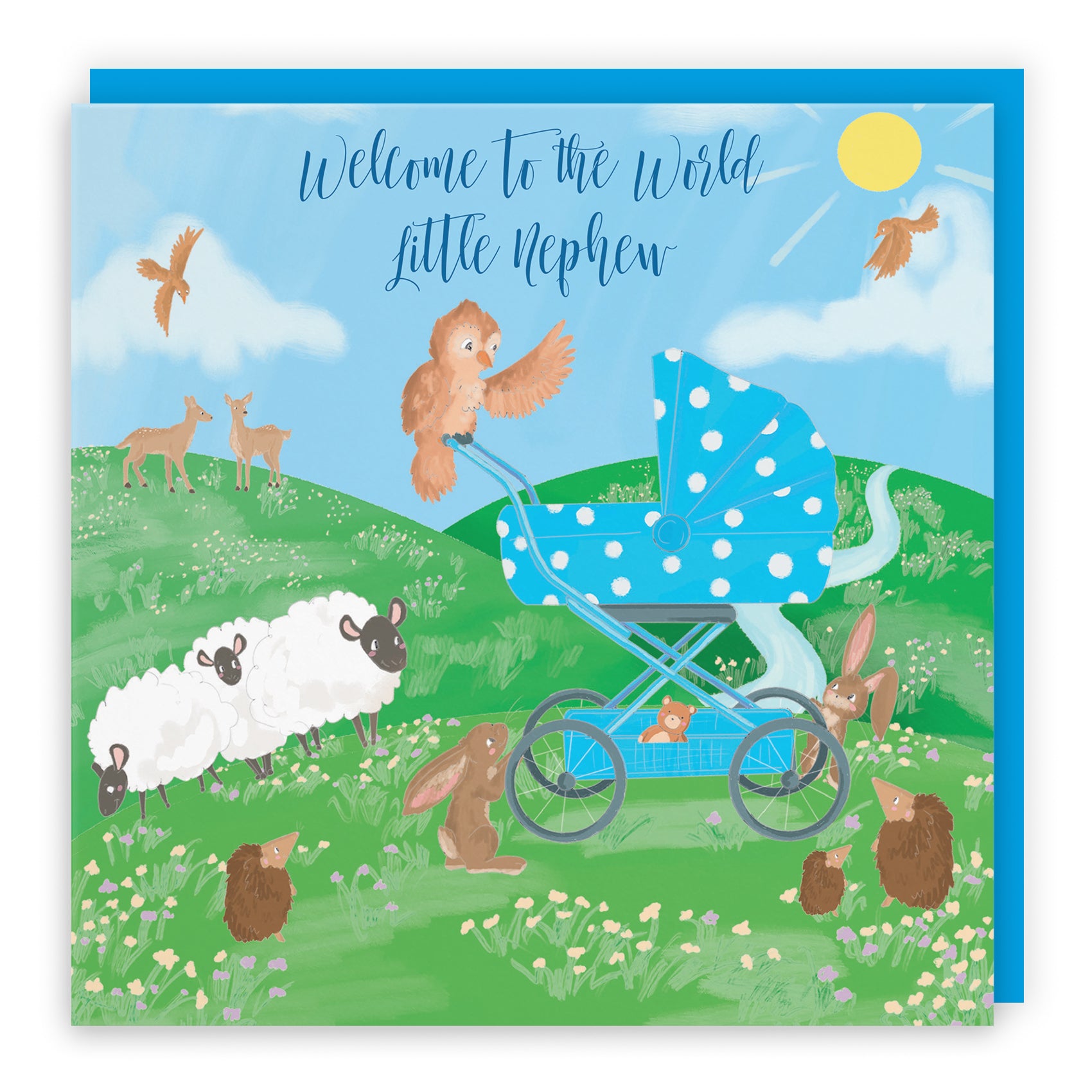 New Baby Card Pram Countryside