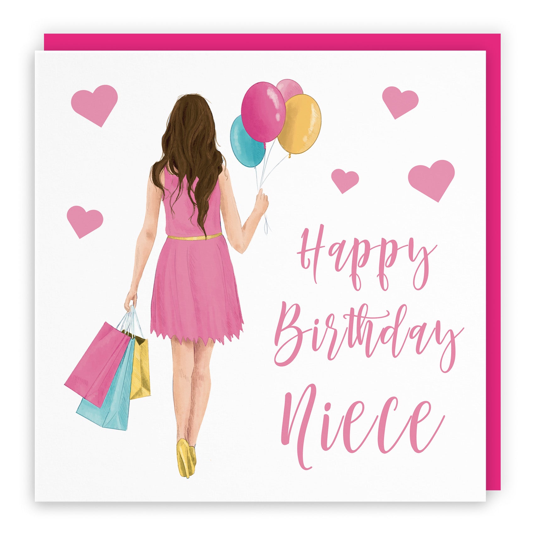 Female Balloons Hearts Birthday Card Iconic