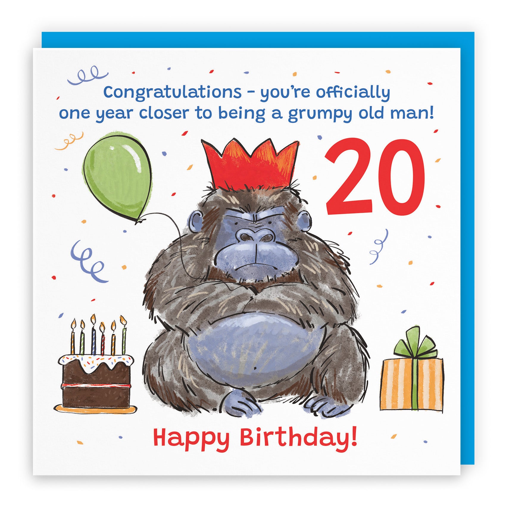 Male Grumpy Gorilla Birthday Card Animal Party