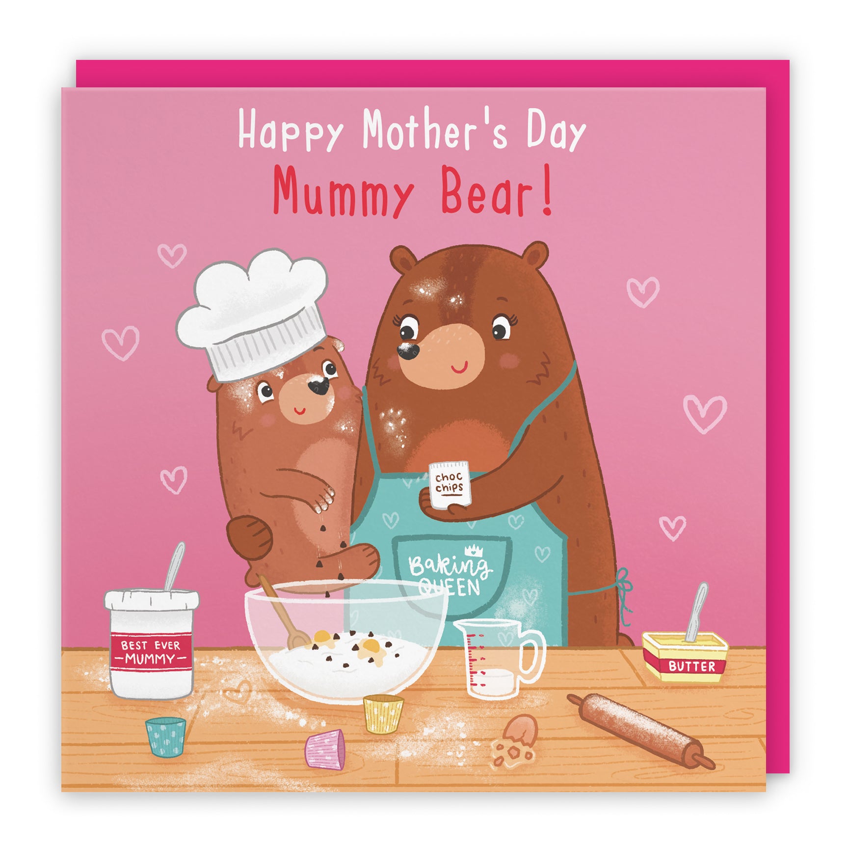 Baking Mother's Day Card Cute Bears
