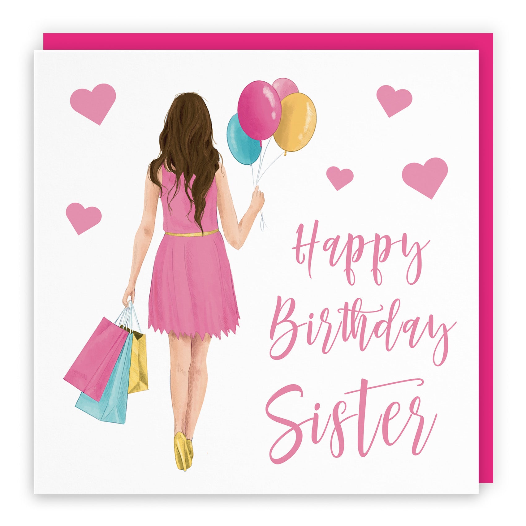 Female Balloons Hearts Birthday Card Iconic