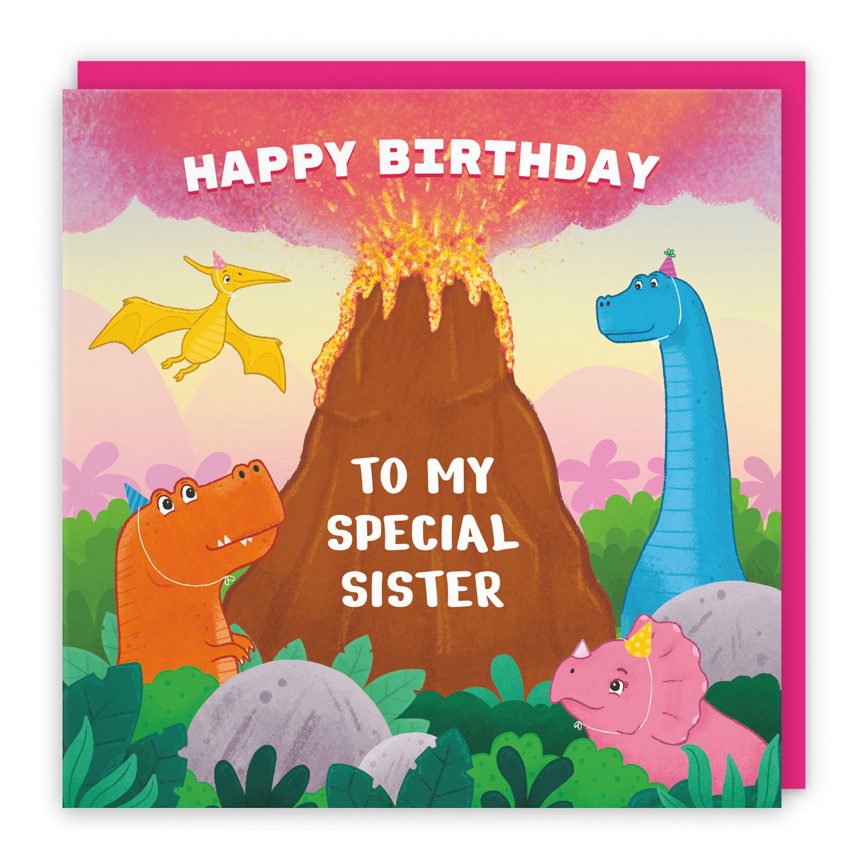 Dinosaur Birthday Card Volcano Imagination