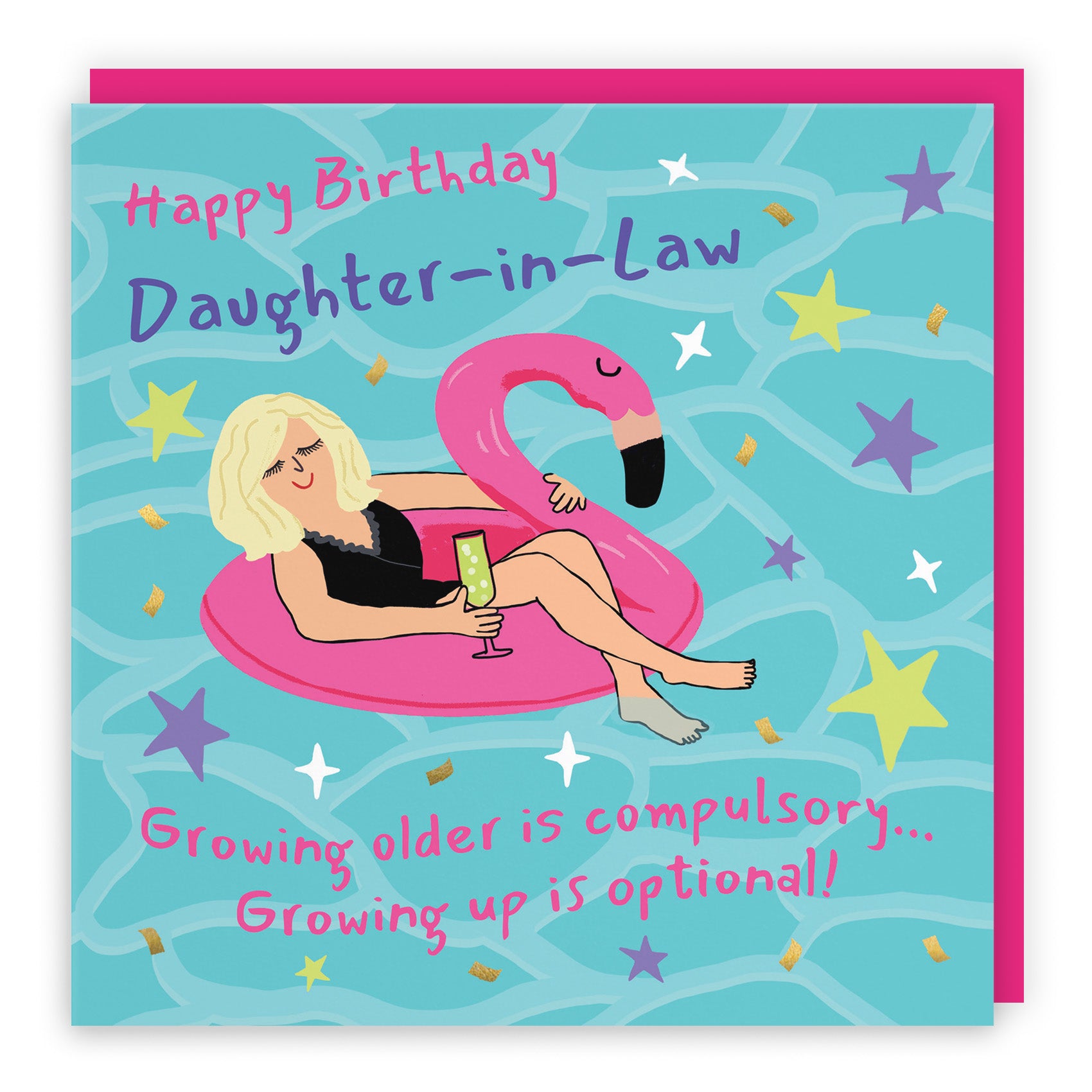 Female Flamingo Float Birthday Card Laugh Out Loud
