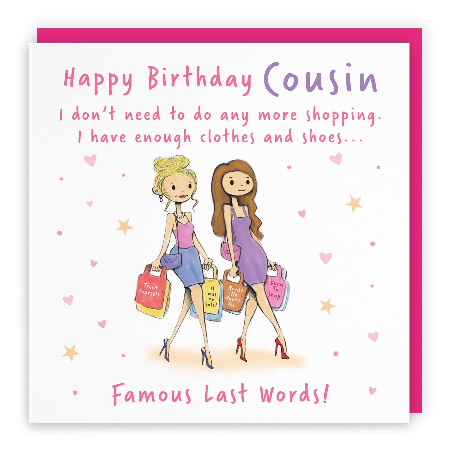 Female Shopping Birthday Card Silly Squiggles