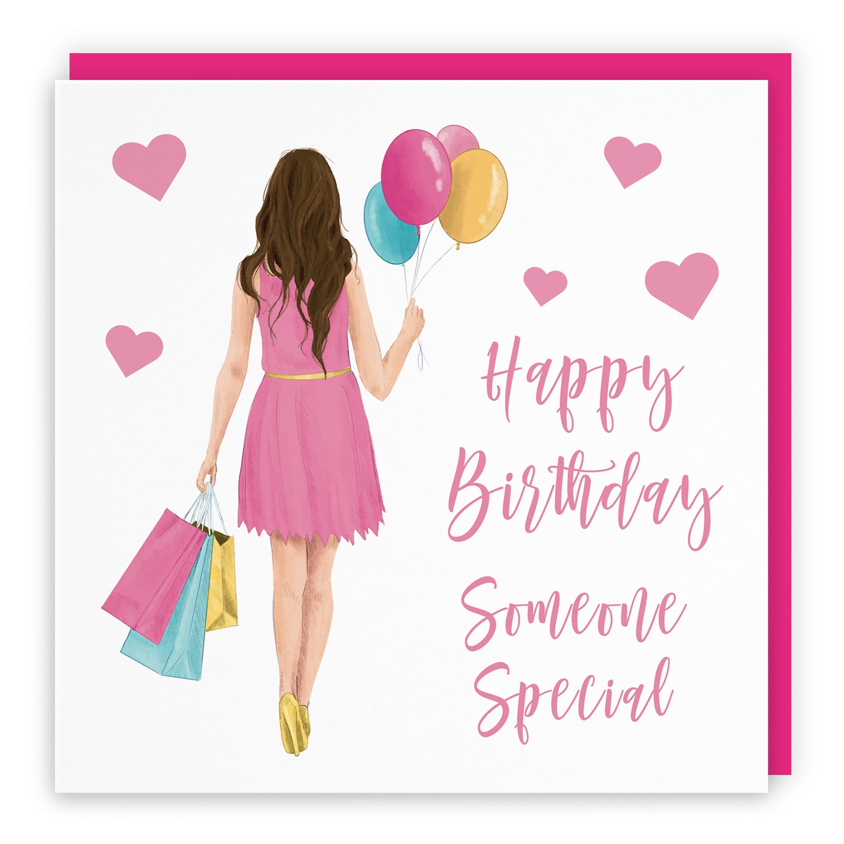 Female Balloons Hearts Birthday Card Iconic