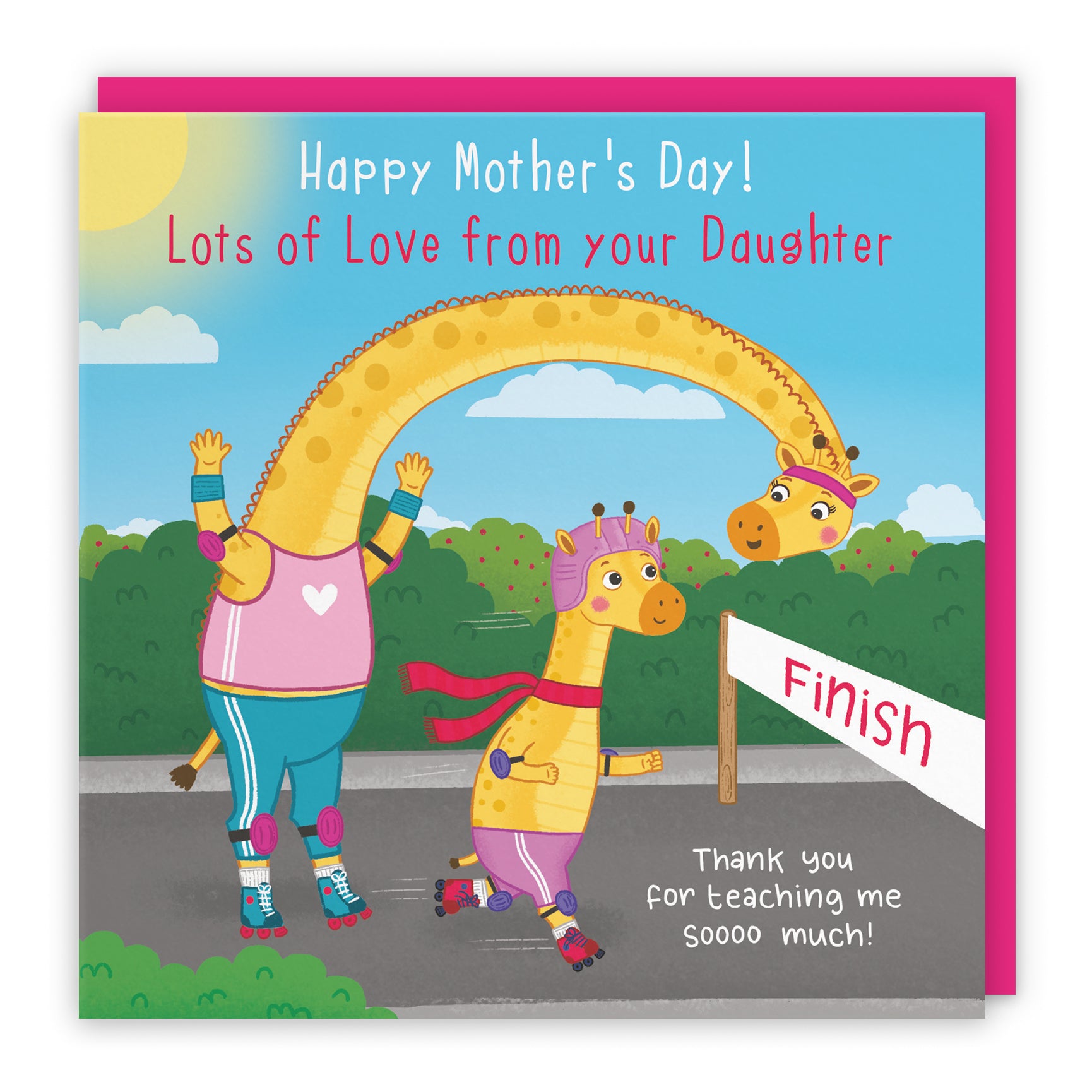Mother's Day Card Cute Skating Giraffes Iconic