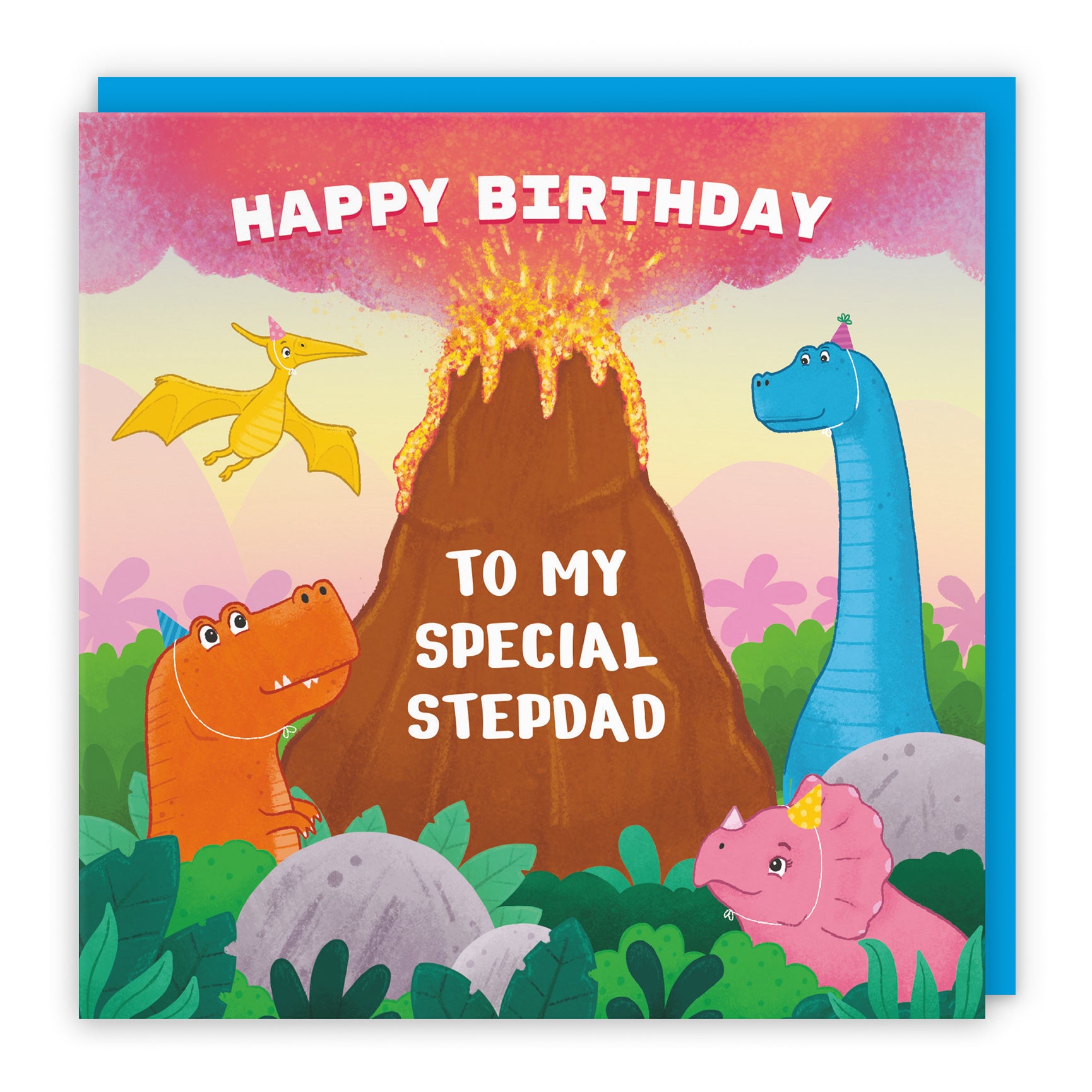 Dinosaur Birthday Card Volcano Imagination