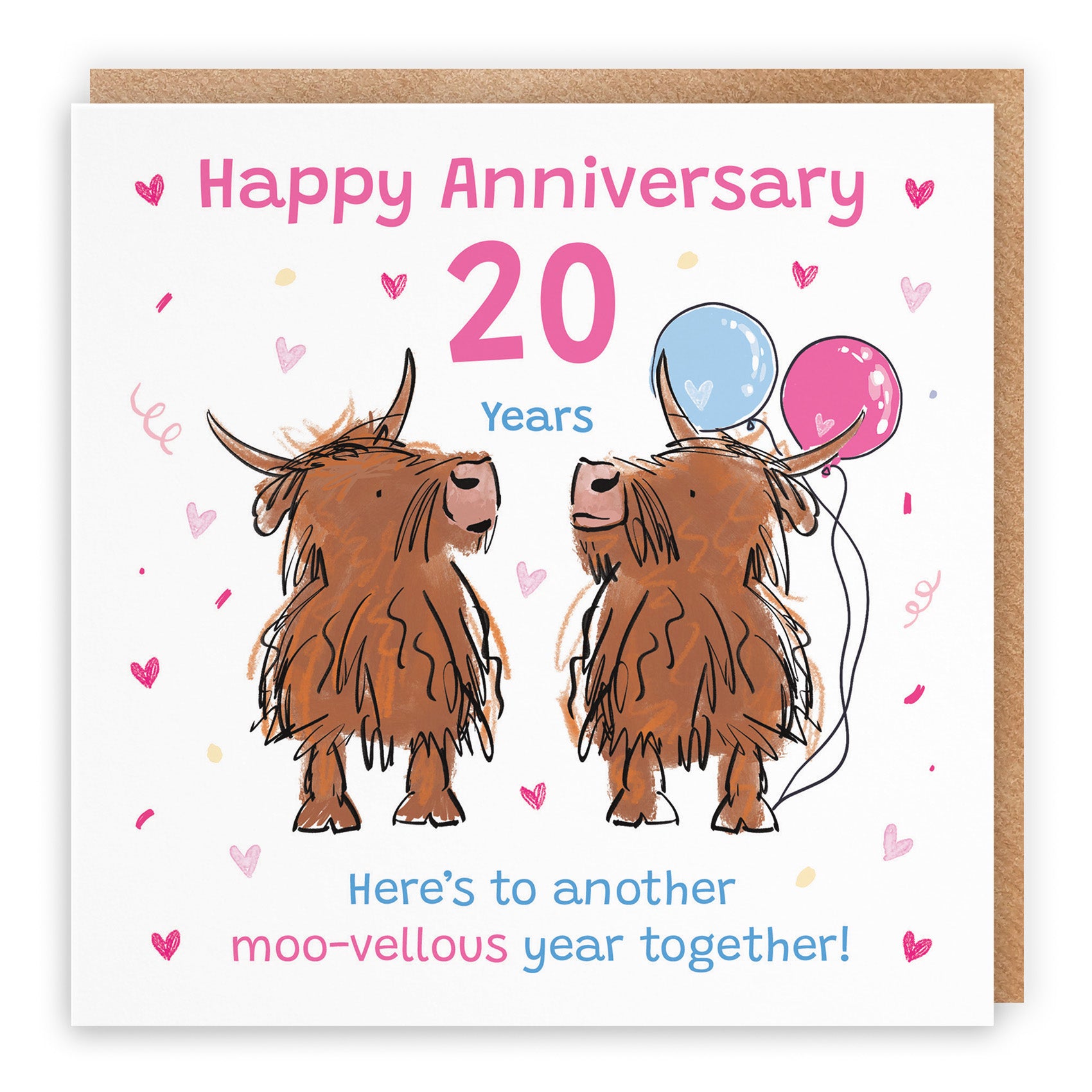 Highland Cows Anniversary Card Animal Party
