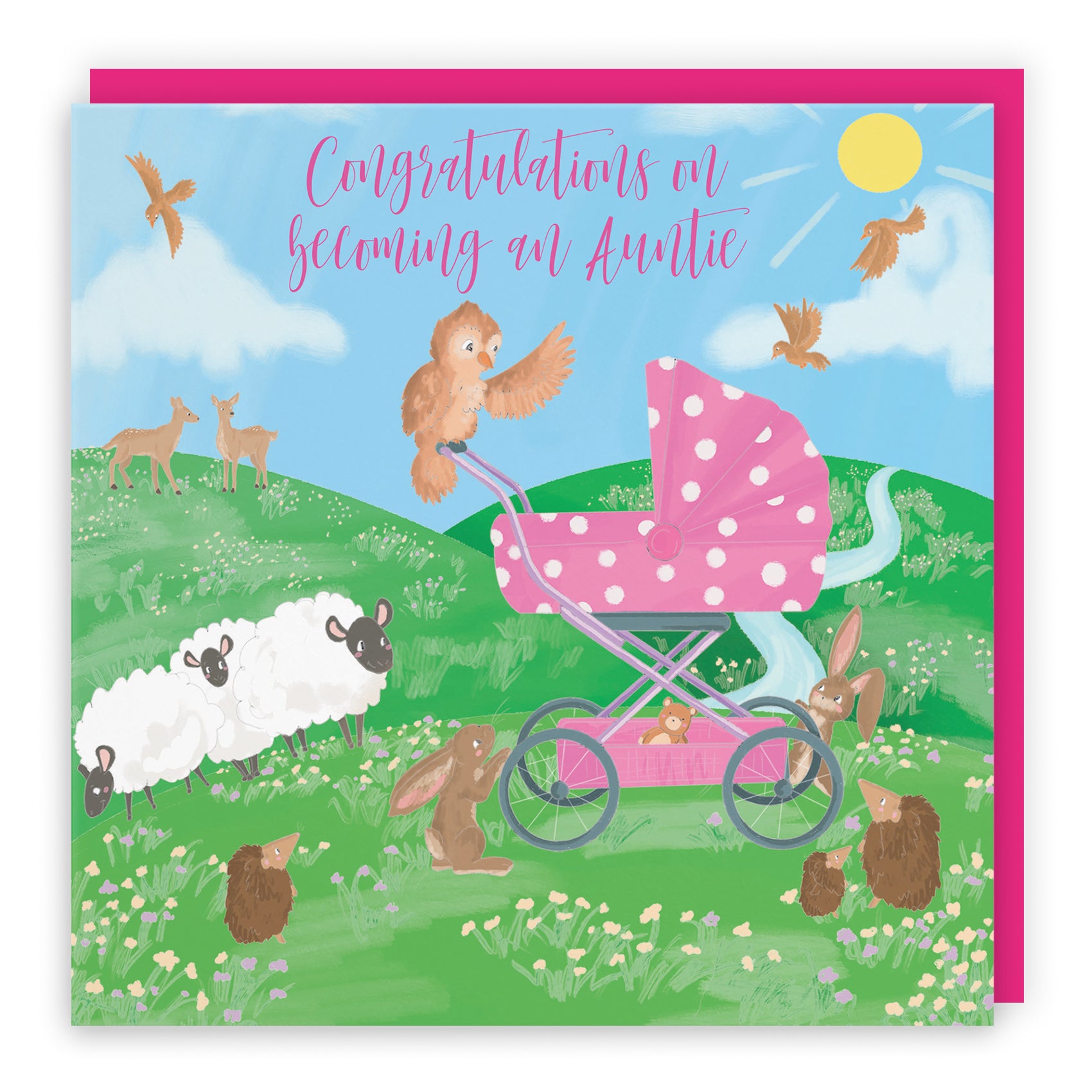 New Baby Card Pram Countryside