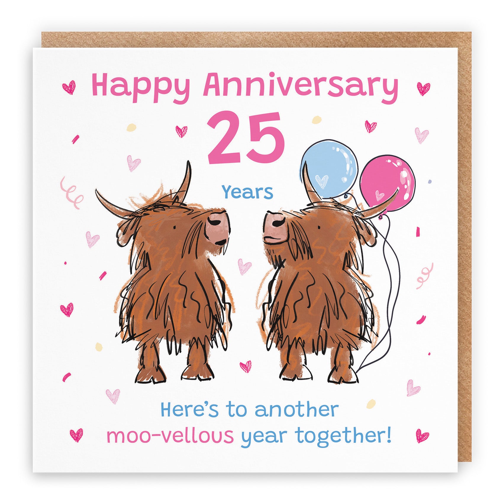 Highland Cows Anniversary Card Animal Party