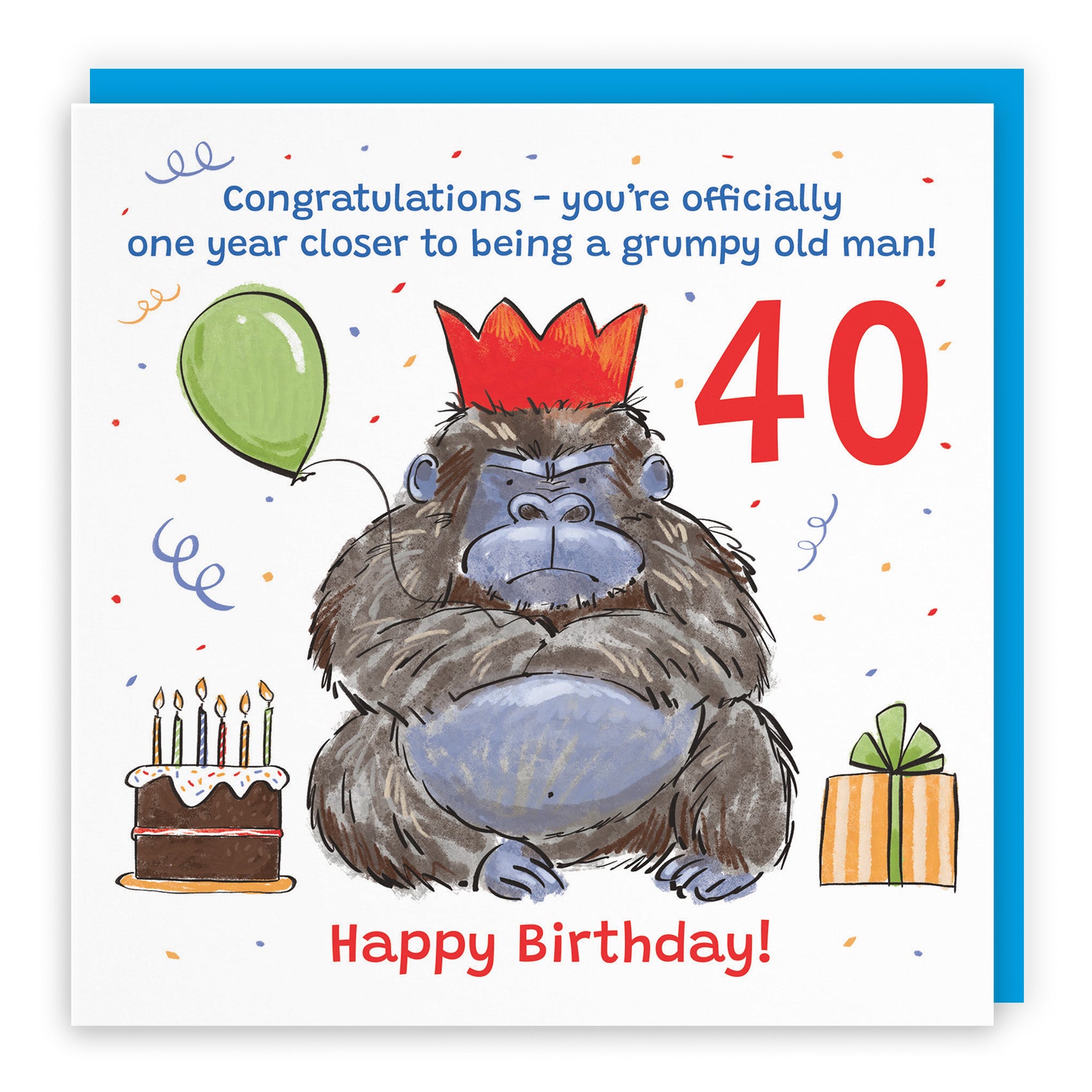Male Grumpy Gorilla Birthday Card Animal Party