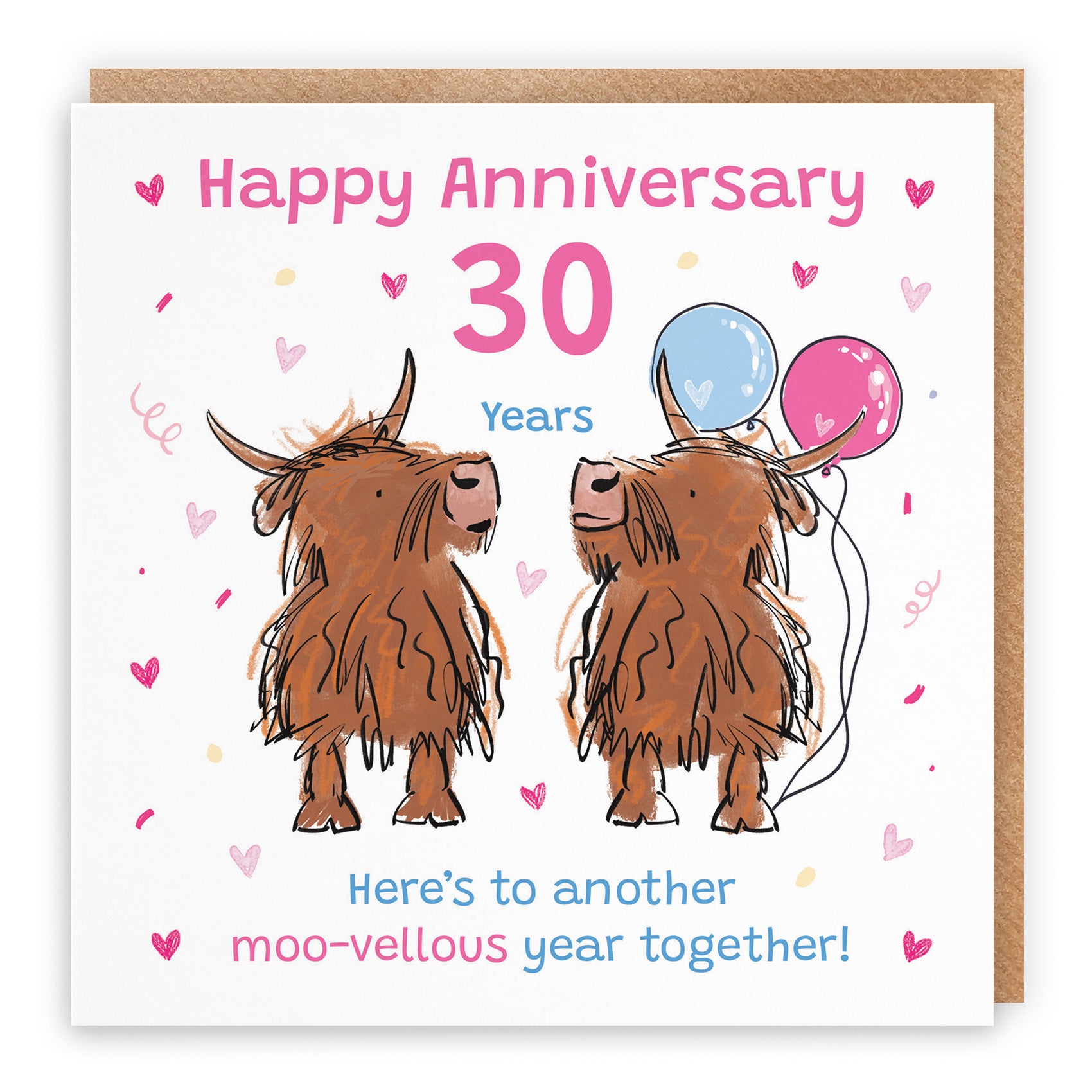 Highland Cows Anniversary Card Animal Party