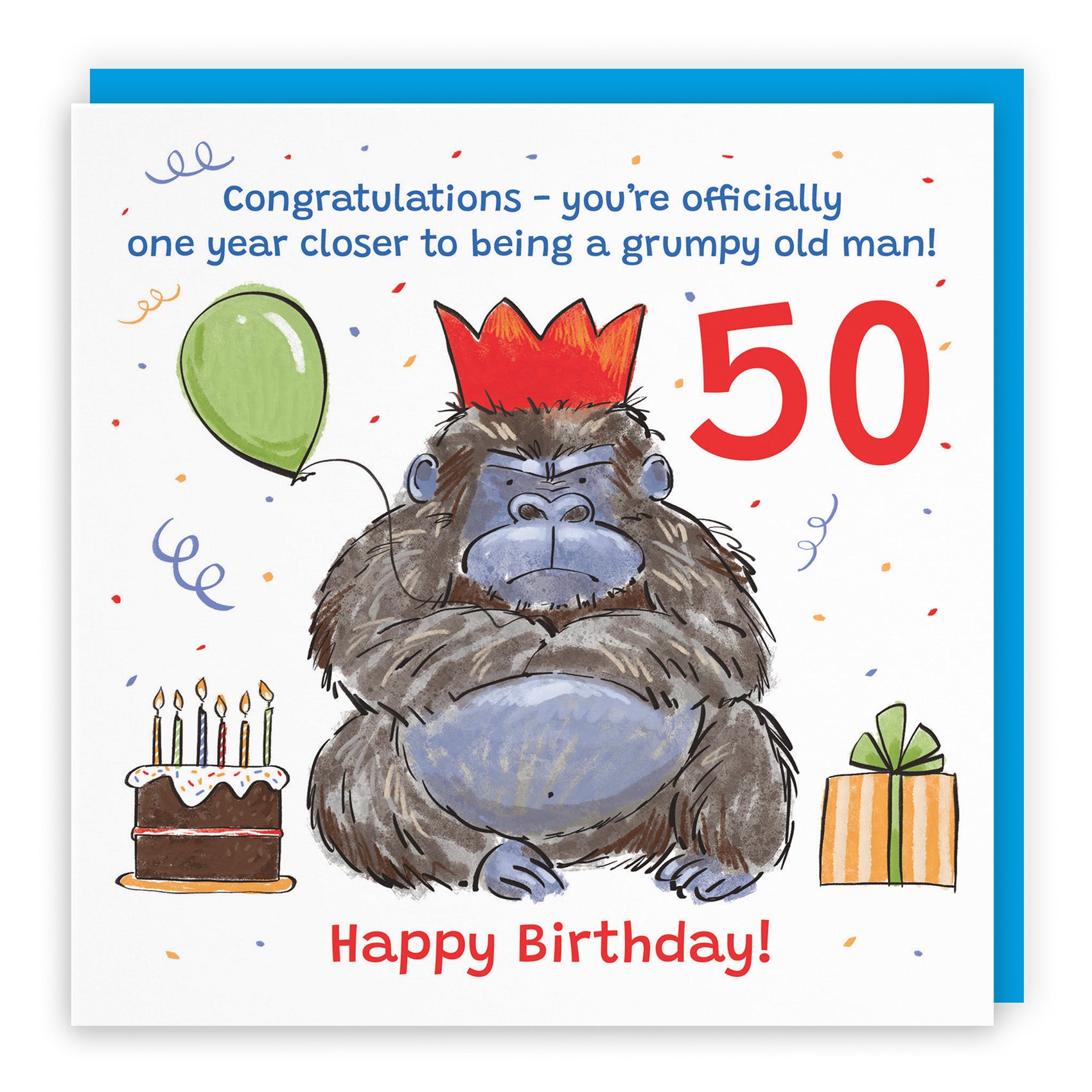 Male Grumpy Gorilla Birthday Card Animal Party