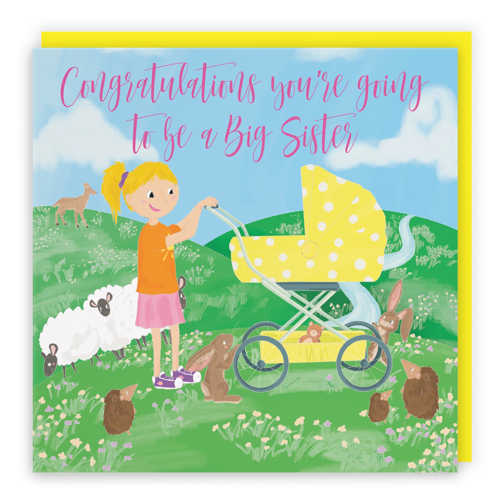 New Baby Card Pram Countryside