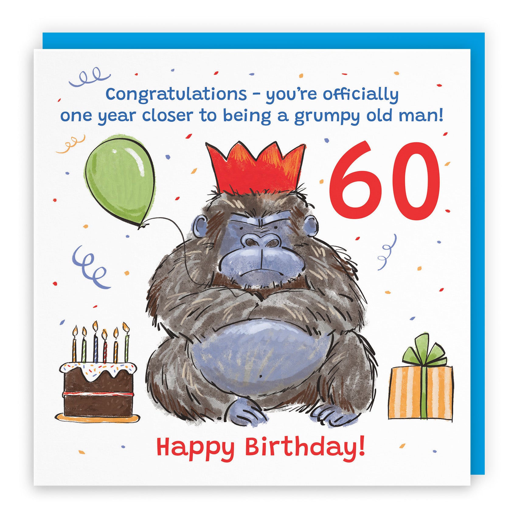 Male Grumpy Gorilla Birthday Card Animal Party