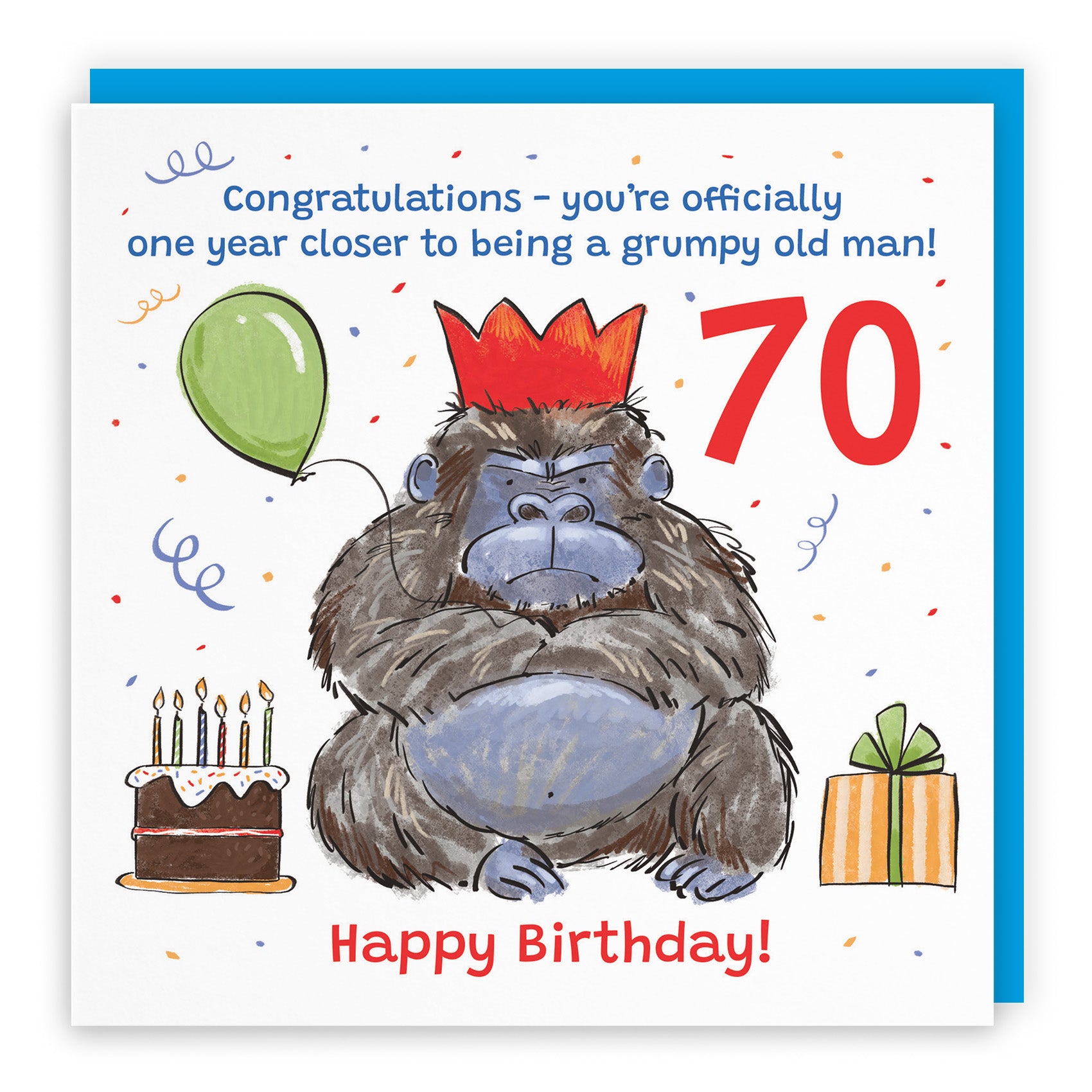 Male Grumpy Gorilla Birthday Card Animal Party