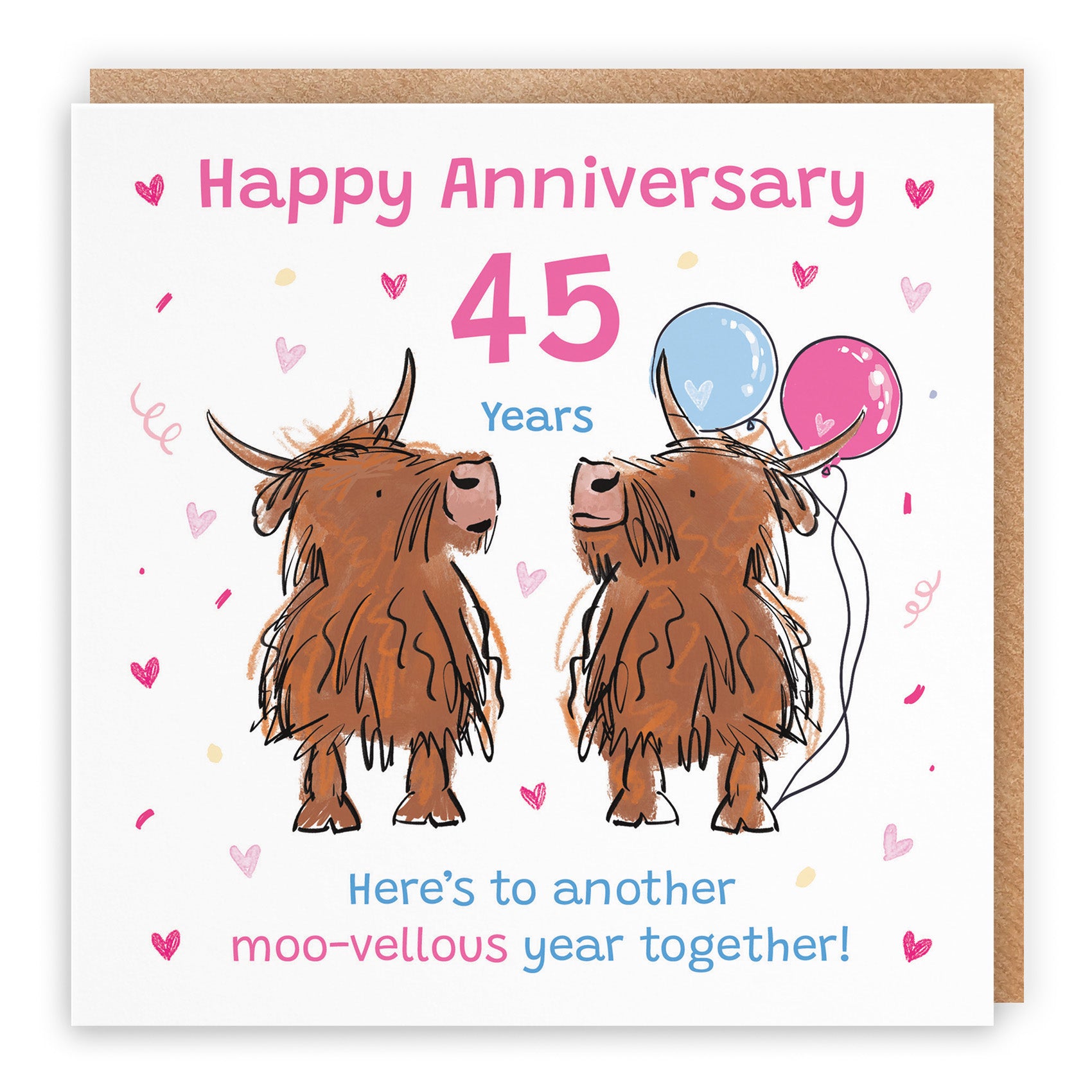 Highland Cows Anniversary Card Animal Party