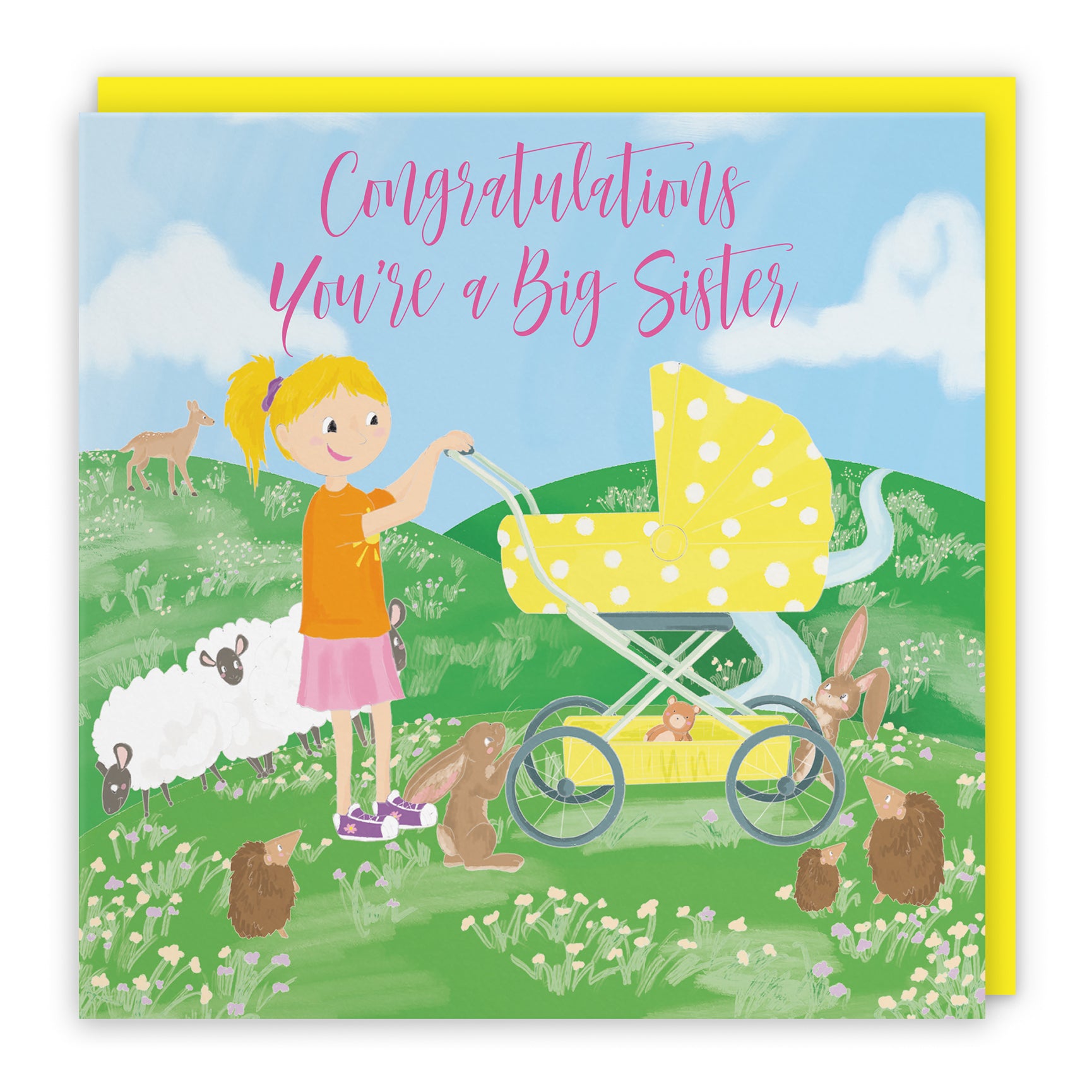 New Baby Card Pram Countryside