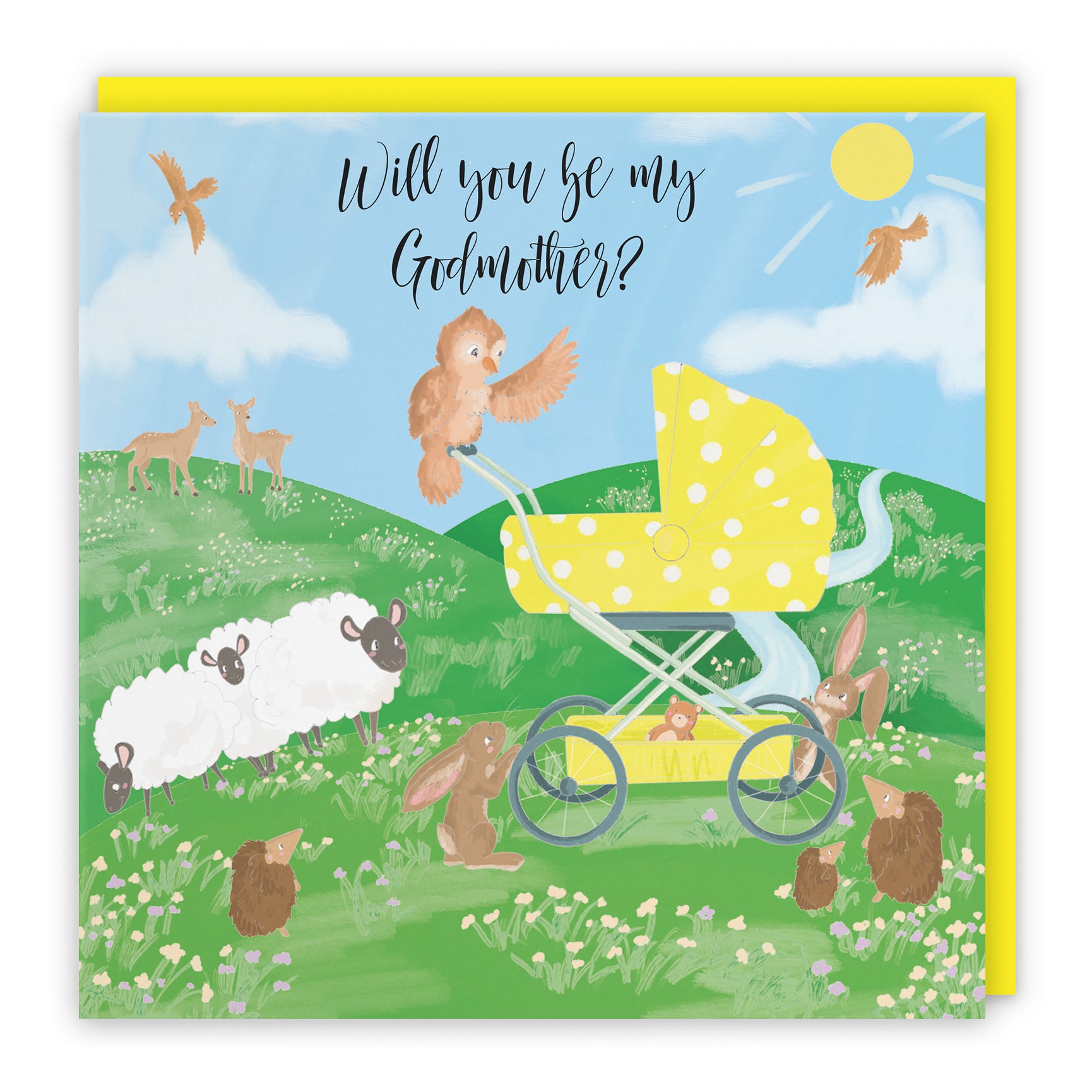New Baby Card Pram Countryside