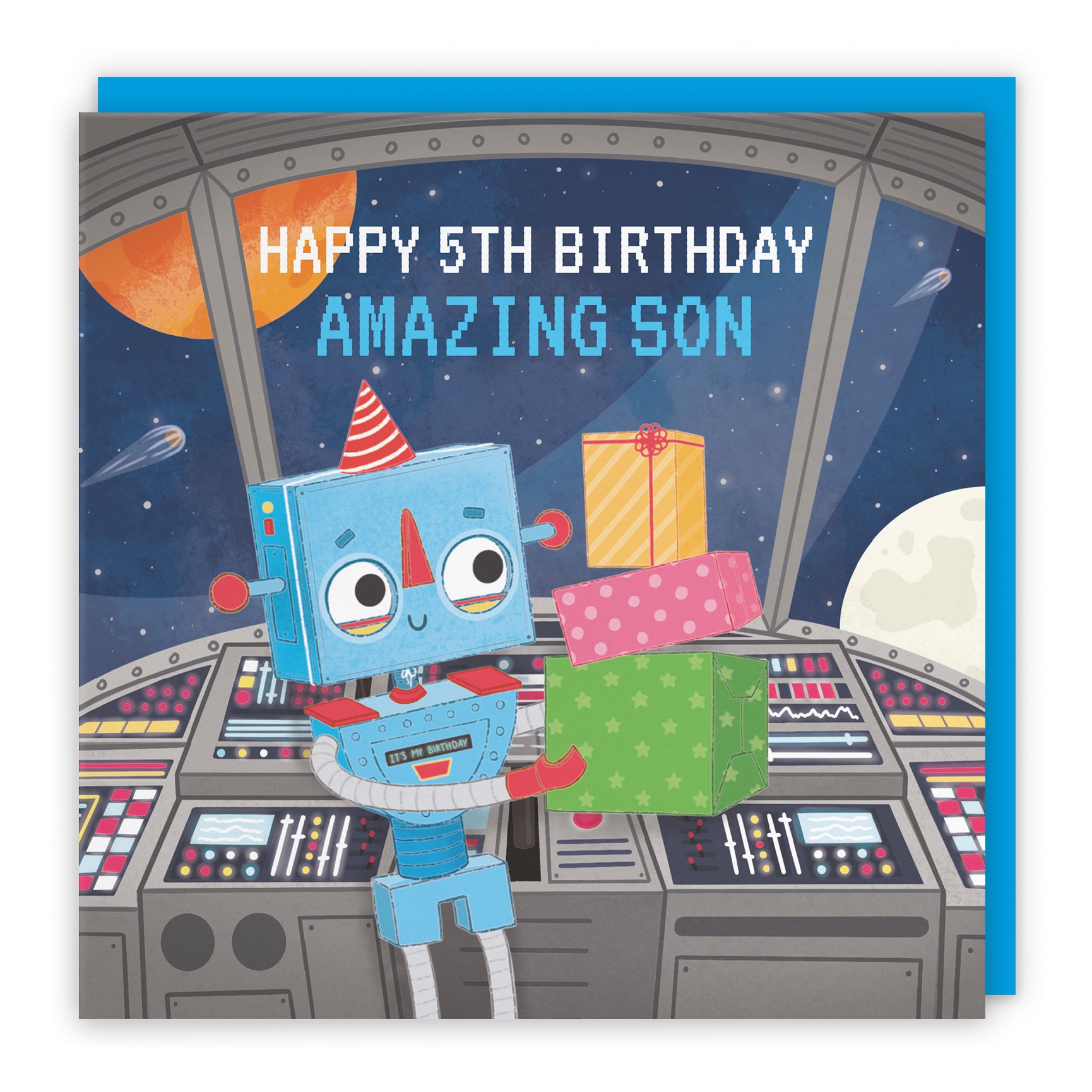 Space Robot Birthday Card Imagination
