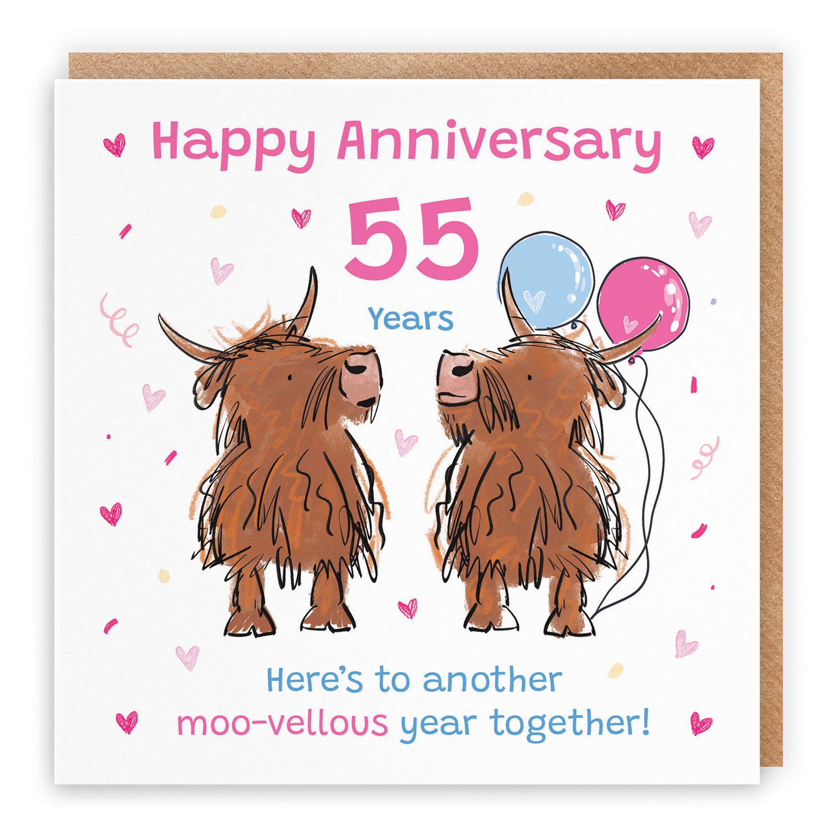Highland Cows Anniversary Card Animal Party