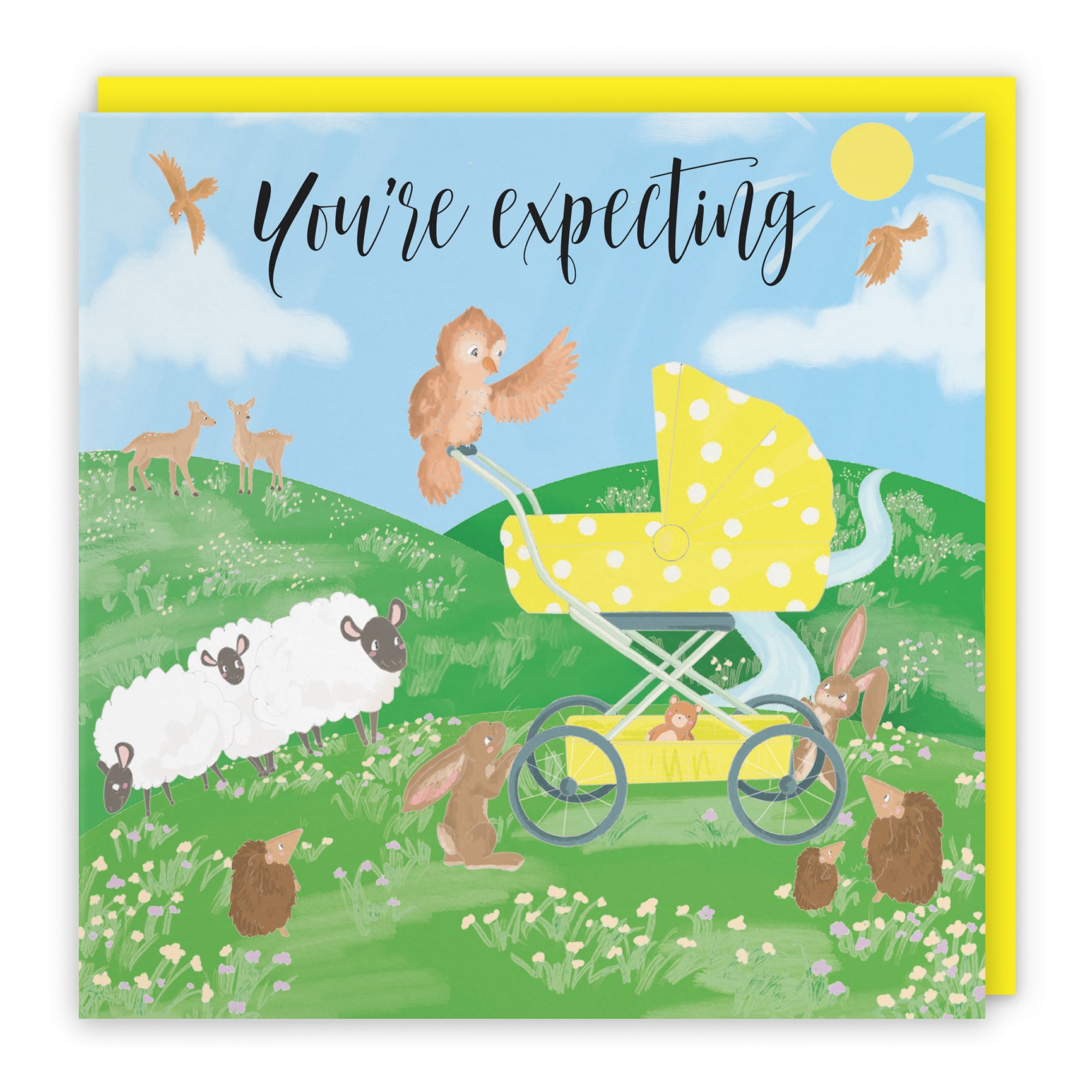 New Baby Card Pram Countryside