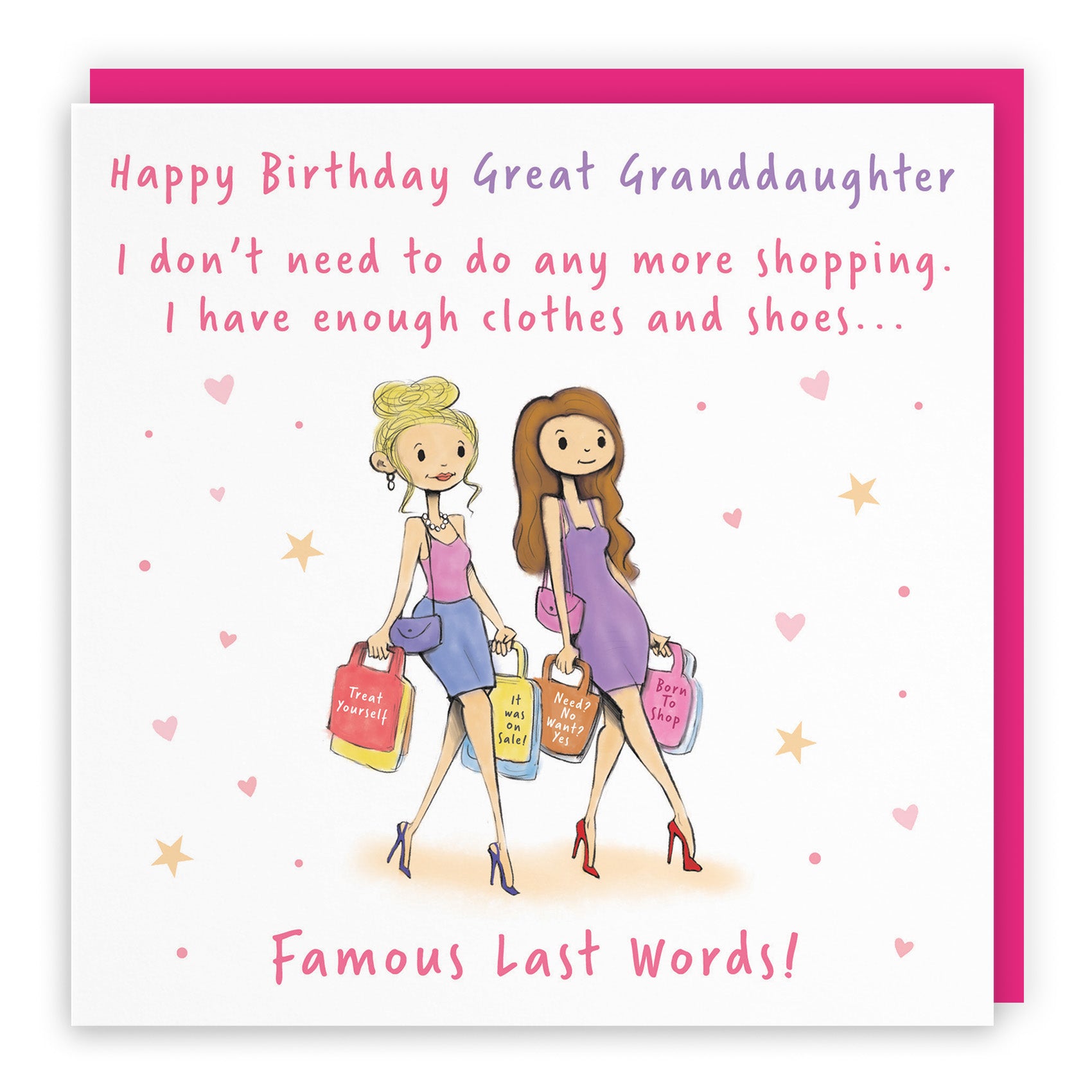 Female Shopping Birthday Card Silly Squiggles