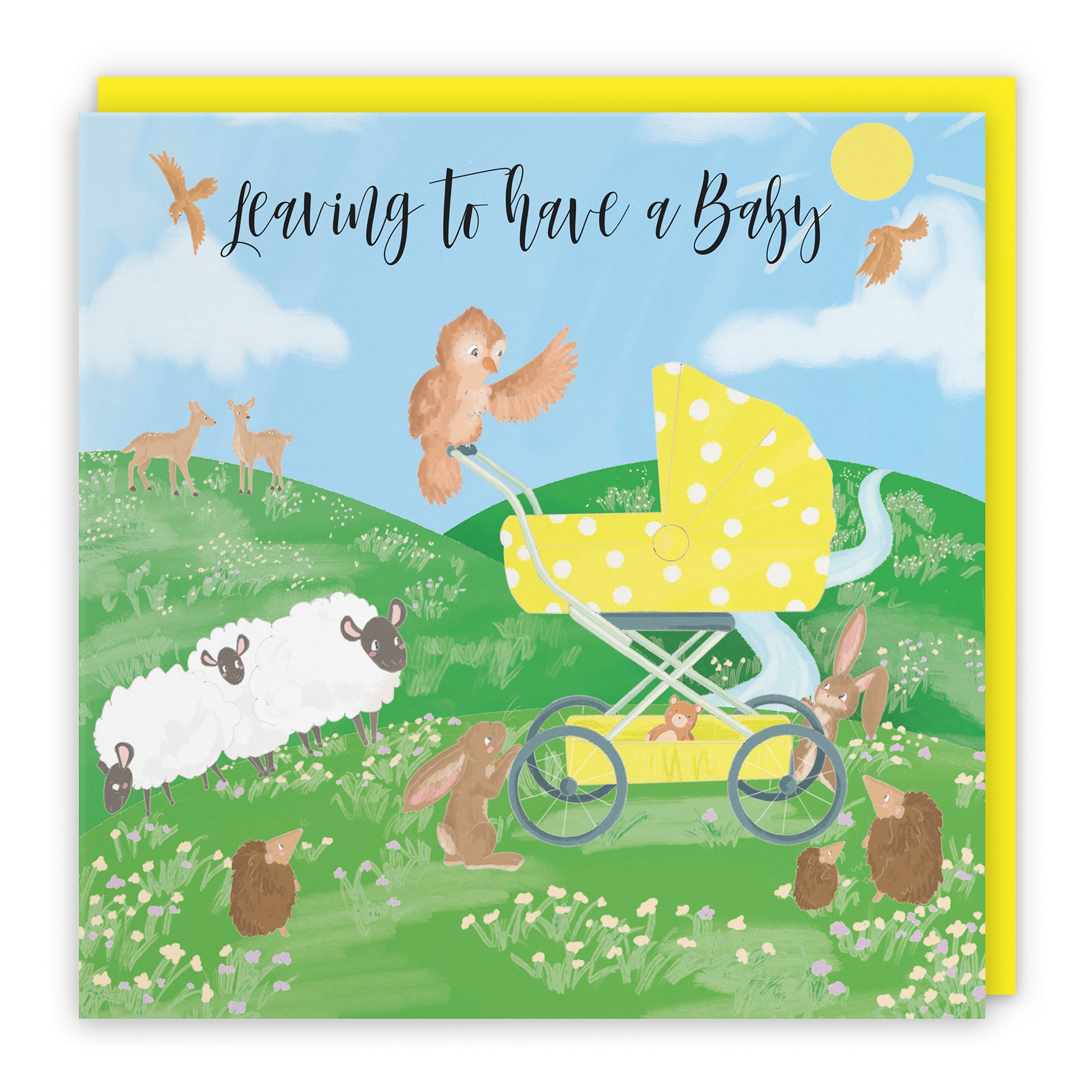 New Baby Card Pram Countryside