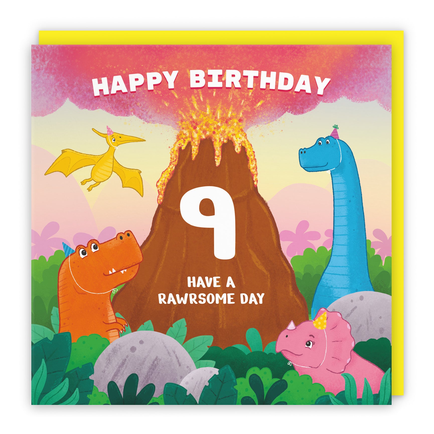 Dinosaur Birthday Card Volcano Imagination