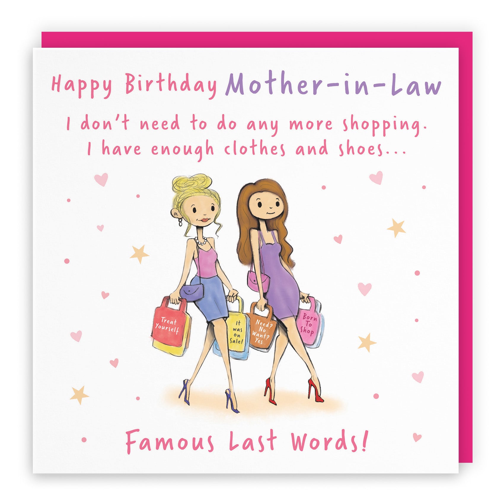 Female Shopping Birthday Card Silly Squiggles