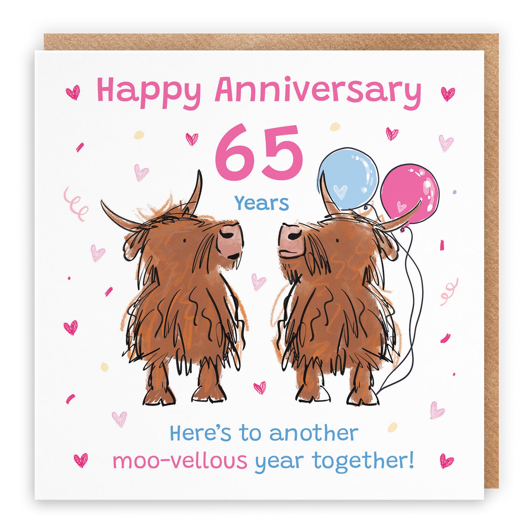 Highland Cows Anniversary Card Animal Party