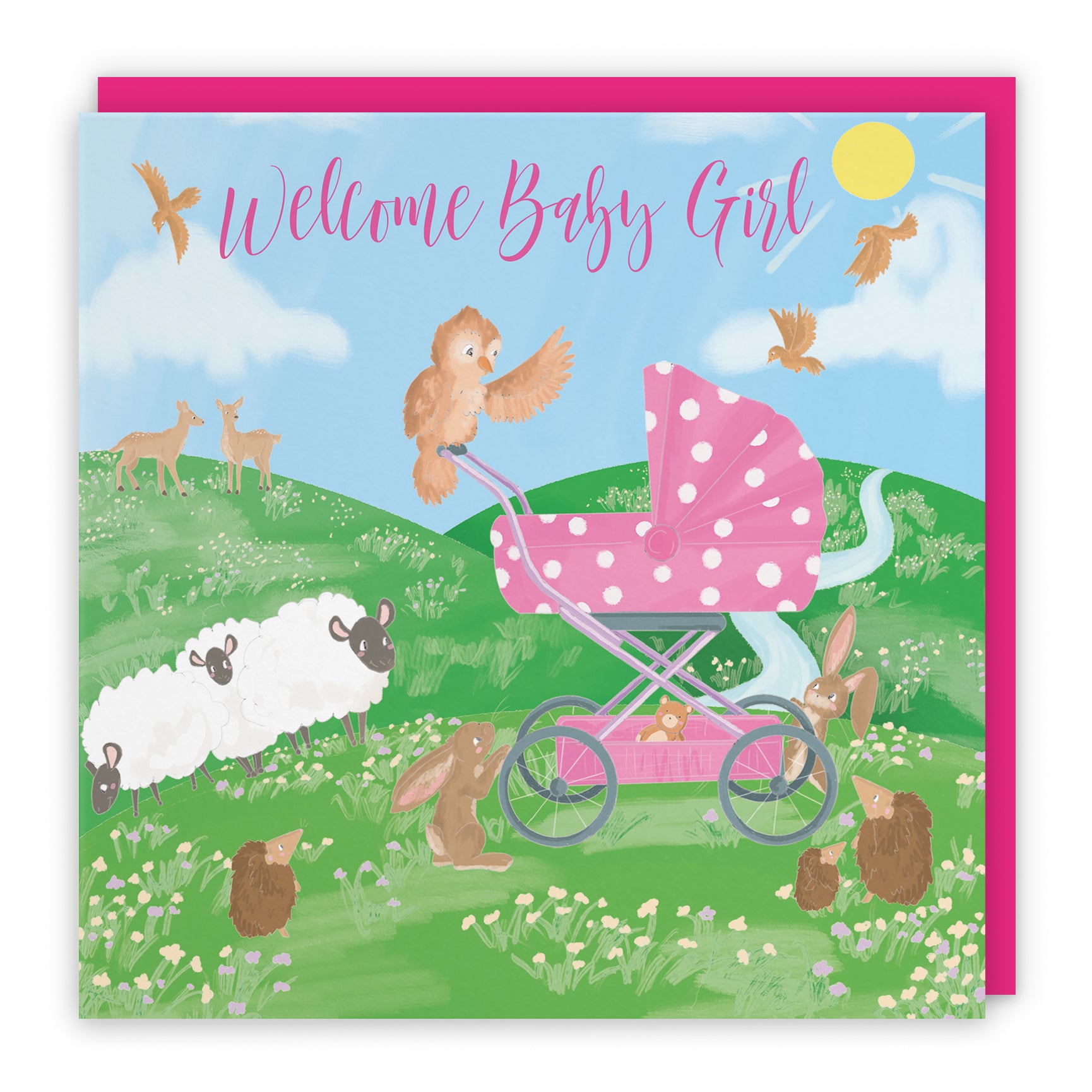 New Baby Card Pram Countryside
