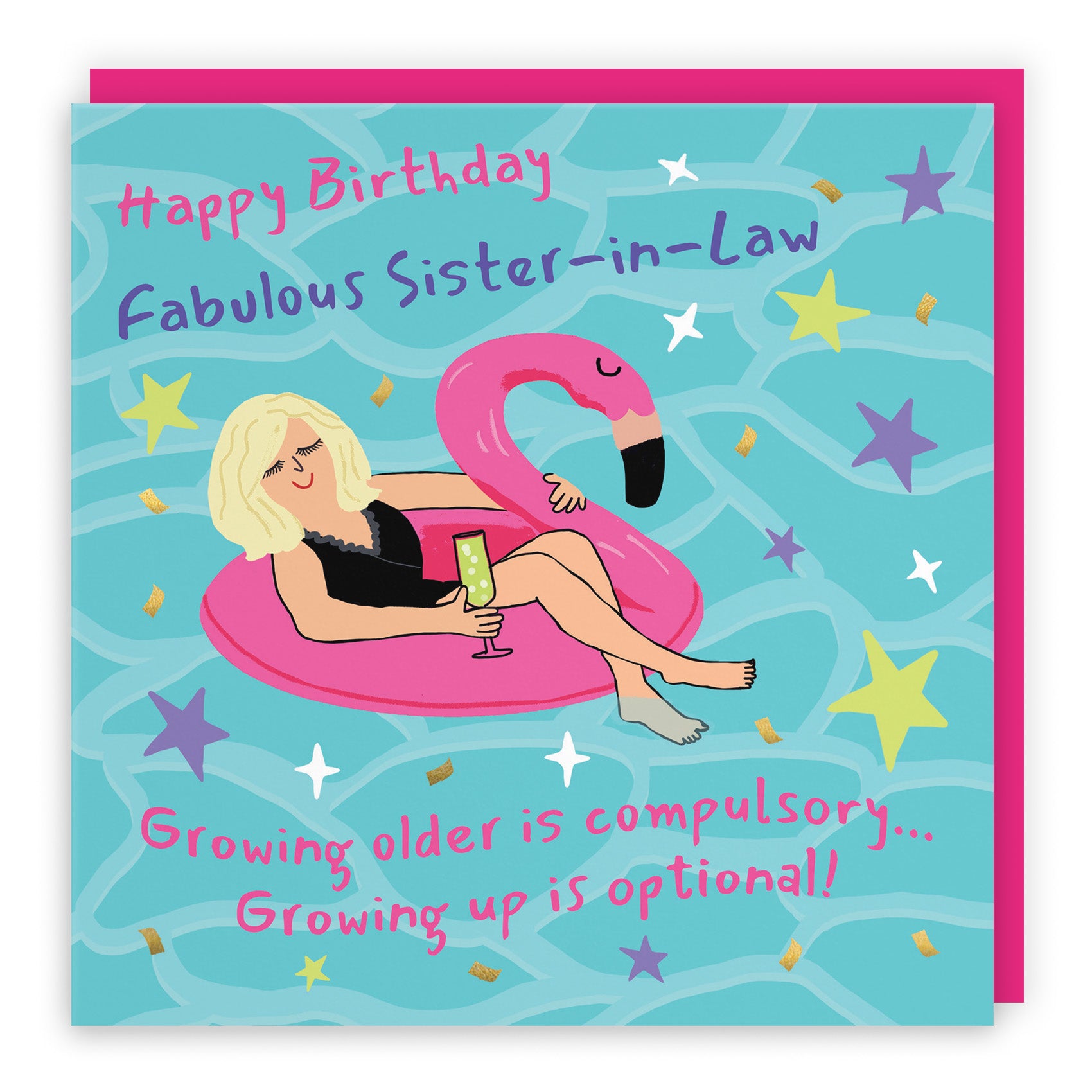 Female Flamingo Float Birthday Card Laugh Out Loud