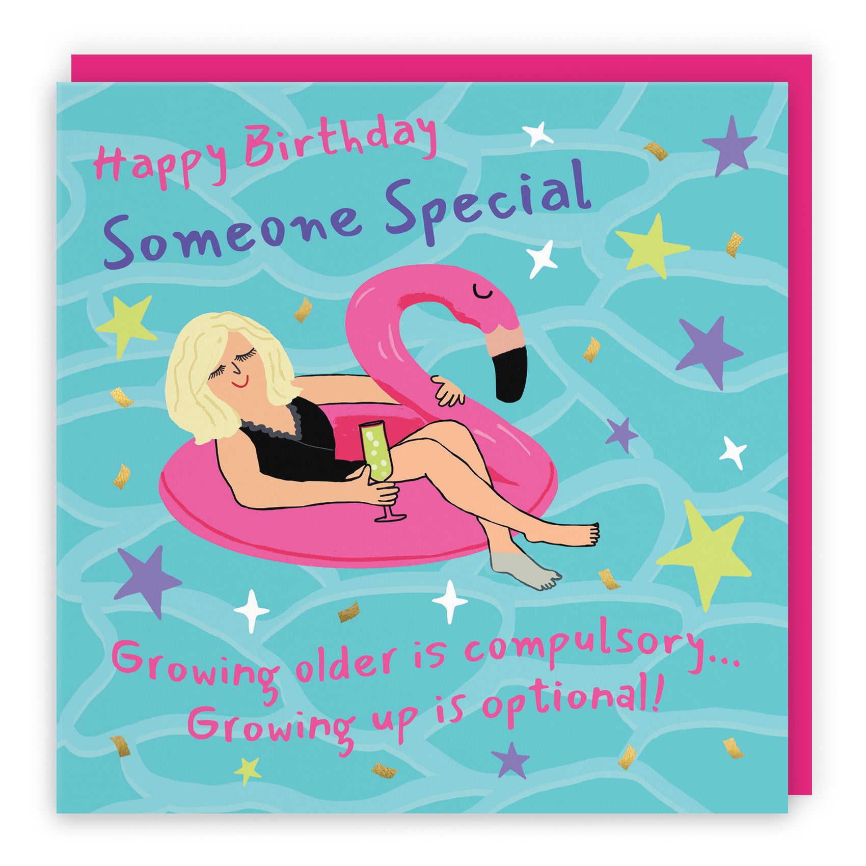 Female Flamingo Float Birthday Card Laugh Out Loud