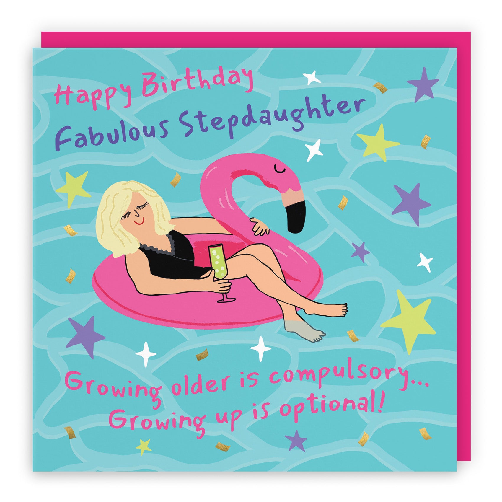 Female Flamingo Float Birthday Card Laugh Out Loud